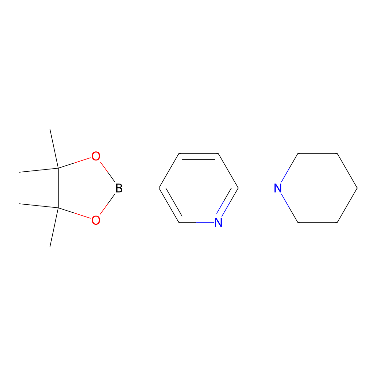 1-[5-(4,4,5,5-Tetramethyl-1,3,2-dioxaborolan-2-yl)-2-pyridinyl]piperidine molecular structure, CAS 852228-08-1