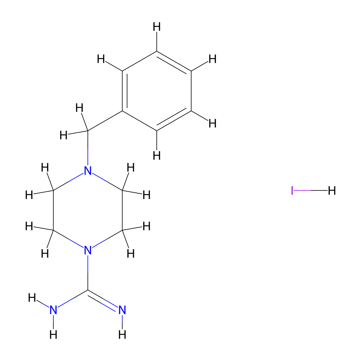 4-Benzylpiperazine-1-carboximidamide hydroiodide molecular structure, CAS 852228-15-0