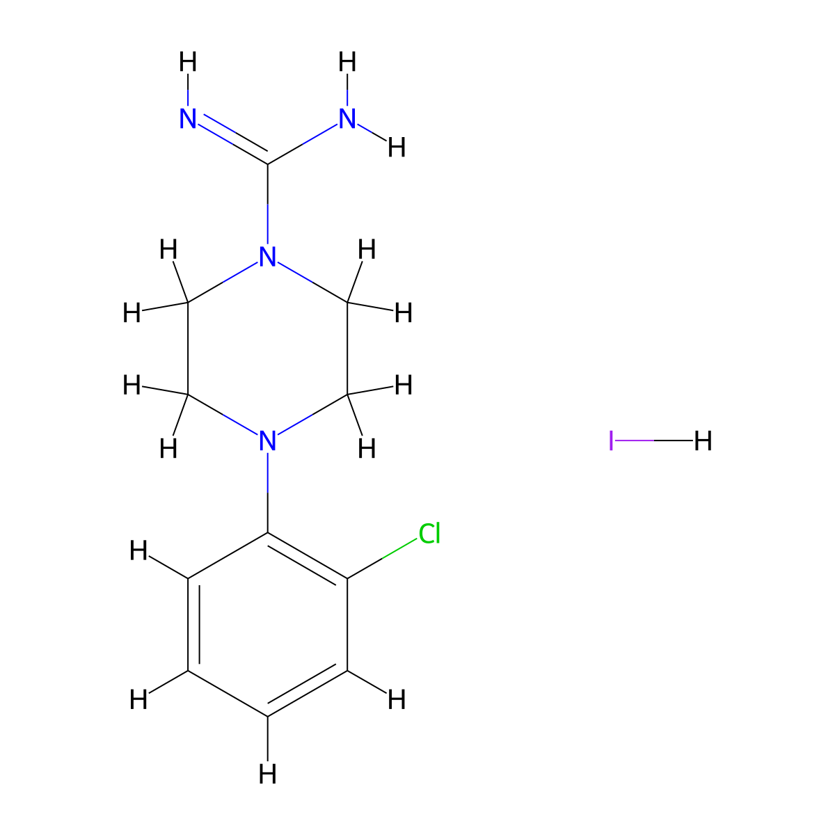 4-(2-Chlorophenyl)piperazine-1-carboximidamide hydroiodide molecular structure, CAS 852228-16-1