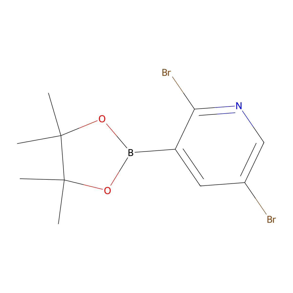 2,5-Dibromo-3-(4,4,5,5-tetramethyl-1,3,2-dioxaborolan-2-yl)pyridine molecular structure, CAS 852228-17-2