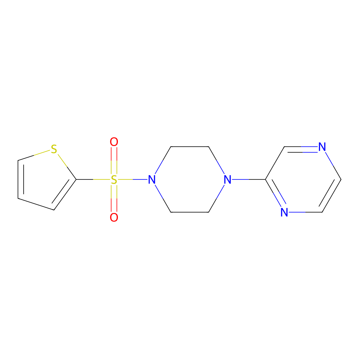 2-[4-(Thiophene-2-sulfonyl)piperazin-1-yl]pyrazine molecular structure, CAS 852228-90-1