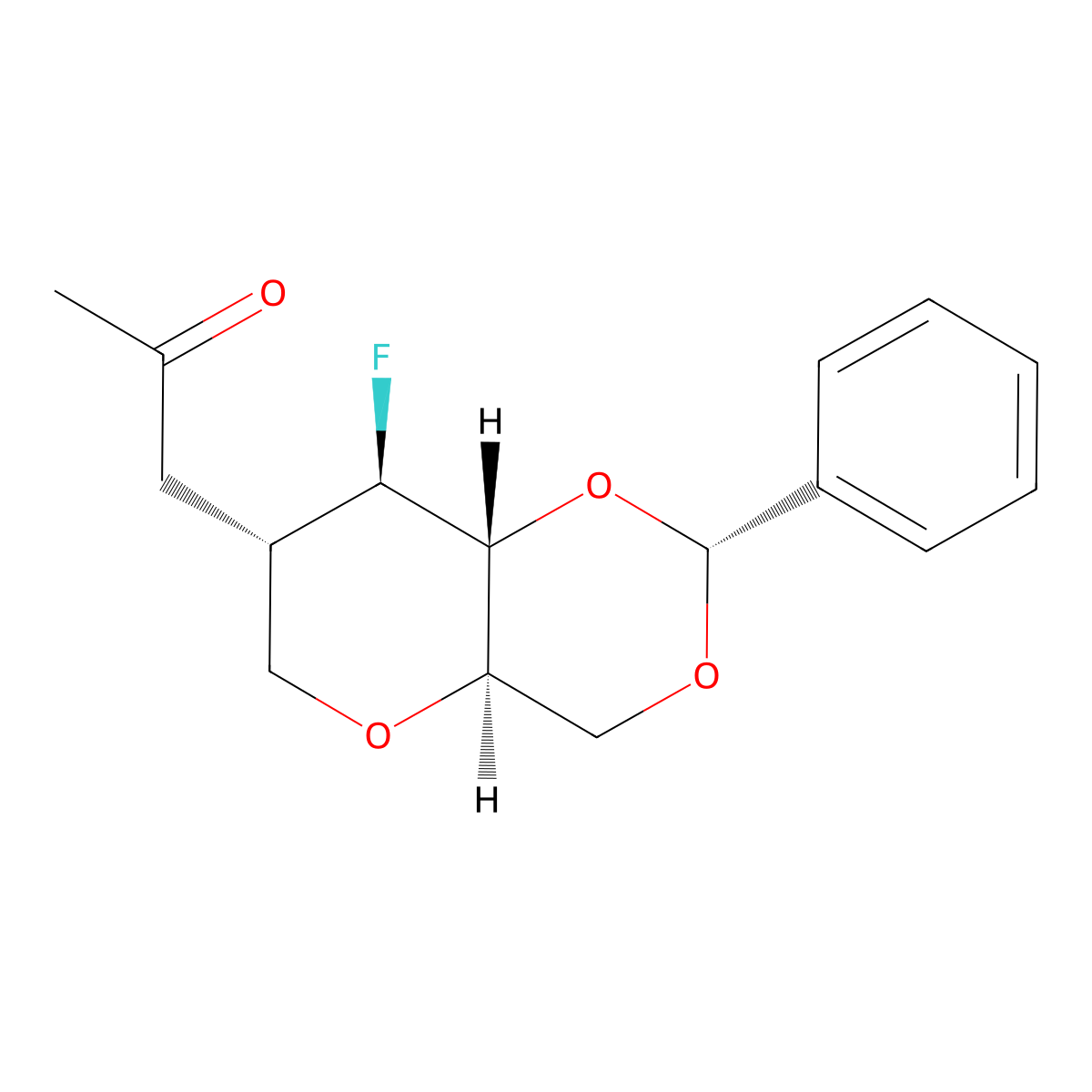1-((2R,4aR,7S,8R,8aR)-8-Fluoro-2-phenylhexahydropyrano[3,2-d][1,3]dioxin-7-yl)propan-2-one molecular structure, CAS 852234-96-9