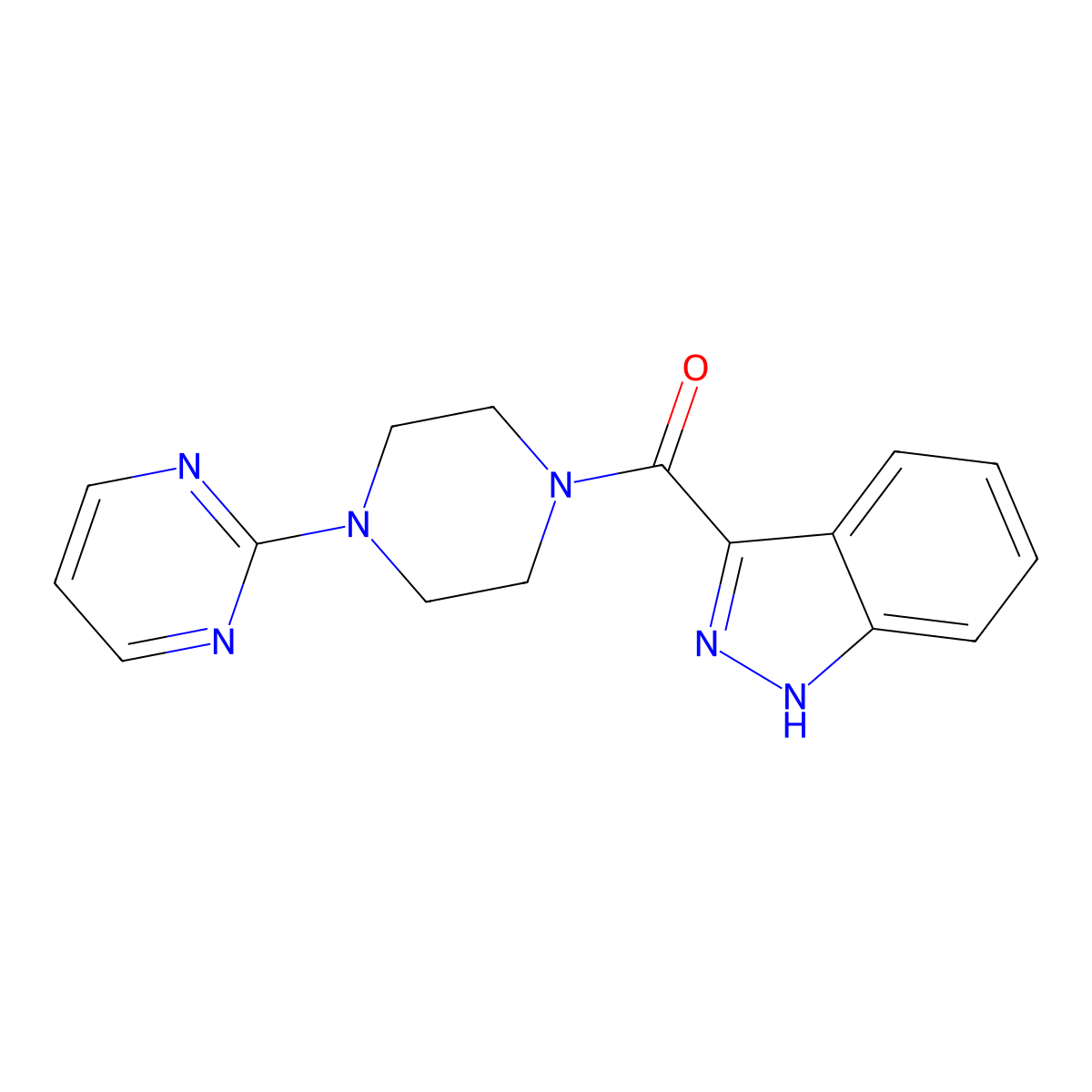 1H-indazol-3-yl-(4-pyrimidin-2-ylpiperazin-1-yl)methanone molecular structure, CAS 852293-67-5