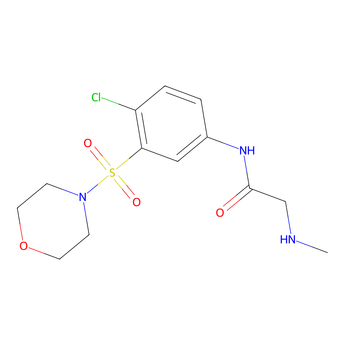 N-[4-chloro-3-(morpholine-4-sulfonyl)phenyl]-2-(methylamino)acetamide molecular structure, CAS 852296-84-5