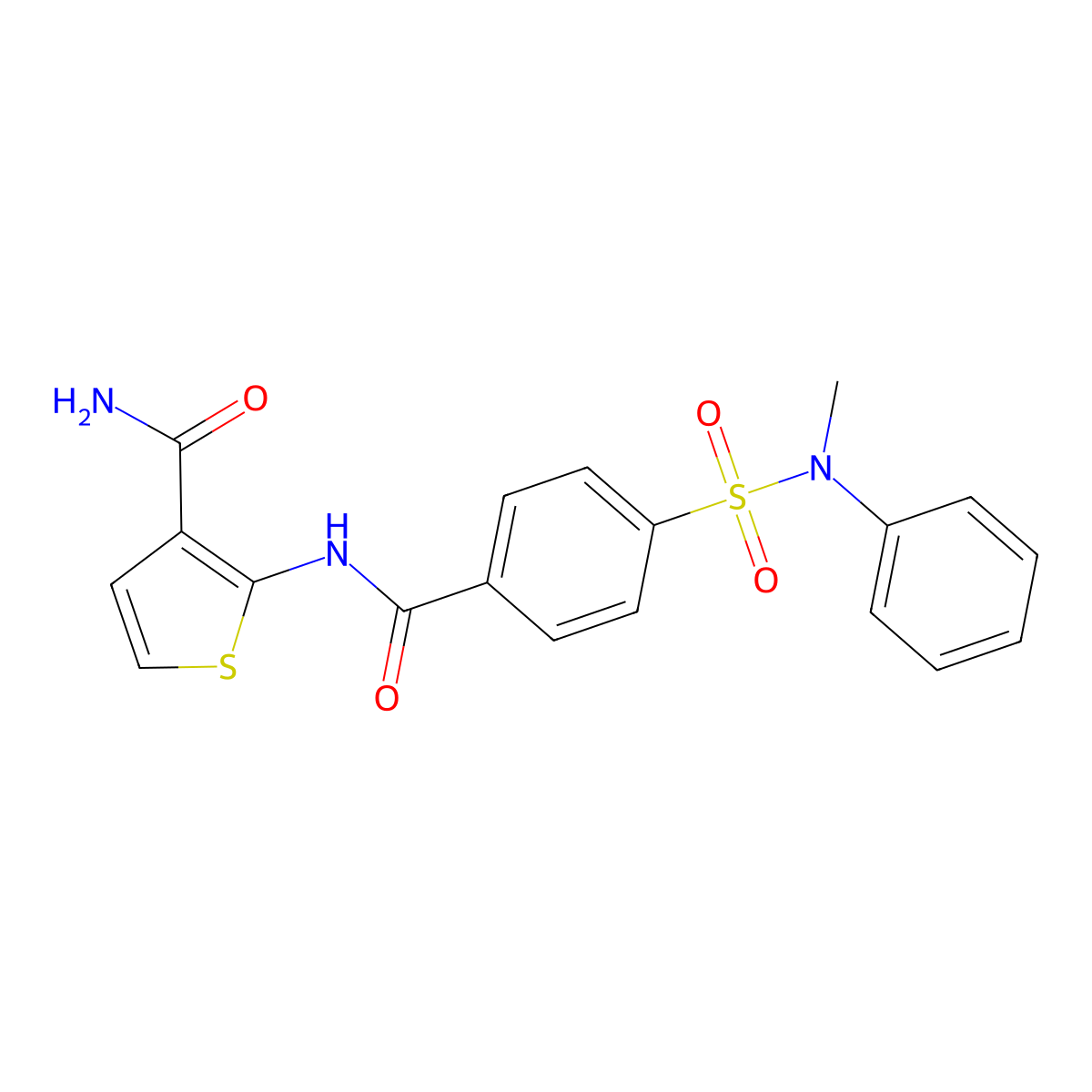 2-(4-(N-methyl-N-phenylsulfamoyl)benzamido)thiophene-3-carboxamide molecular structure, CAS 852298-06-7