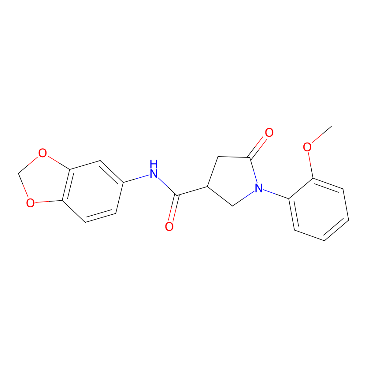 N-(1,3-benzodioxol-5-yl)-1-(2-methoxyphenyl)-5-oxopyrrolidine-3-carboxamide molecular structure, CAS 852303-40-3