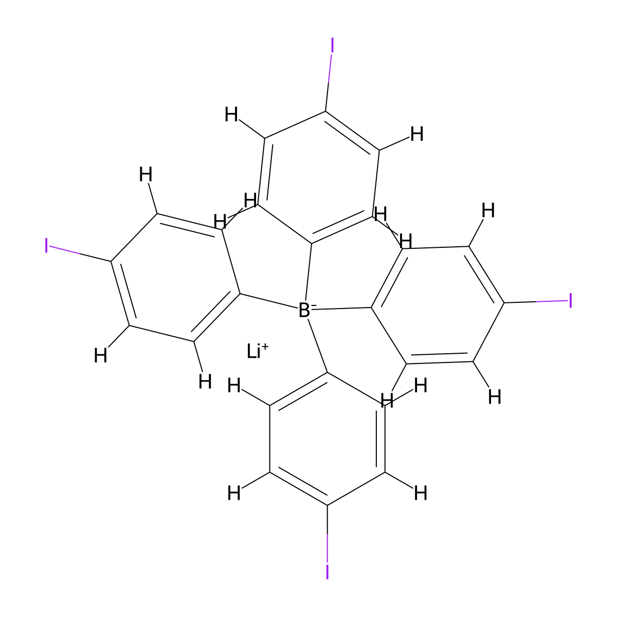 Lithium tetrakis(4-iodophenyl)borate molecular structure, CAS 852312-76-6