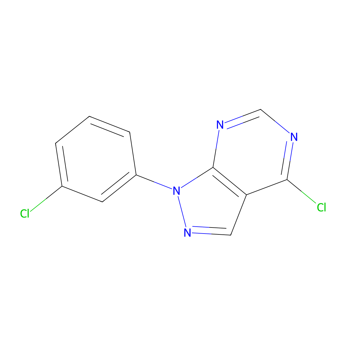 4-chloro-1-(3-chlorophenyl)-1H-pyrazolo[3,4-d]pyrimidine molecular structure, CAS 852314-01-3