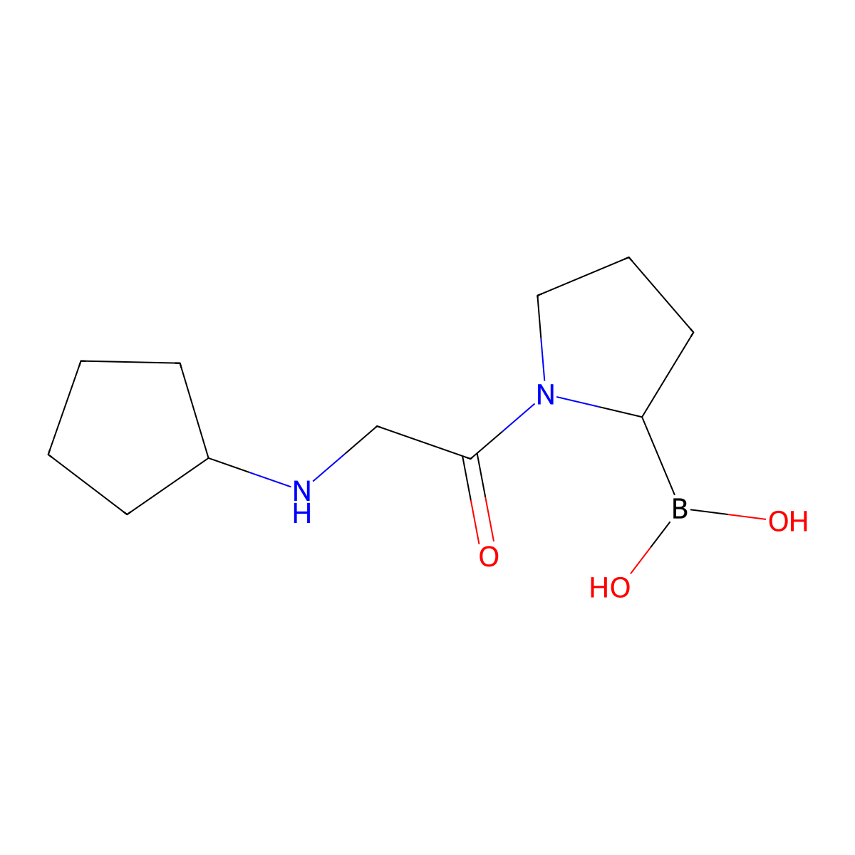 (2S)-1-[2-(Cyclopentylamino)acetyl]pyrrolidine-2-boronic acid molecular structure, CAS 852329-53-4