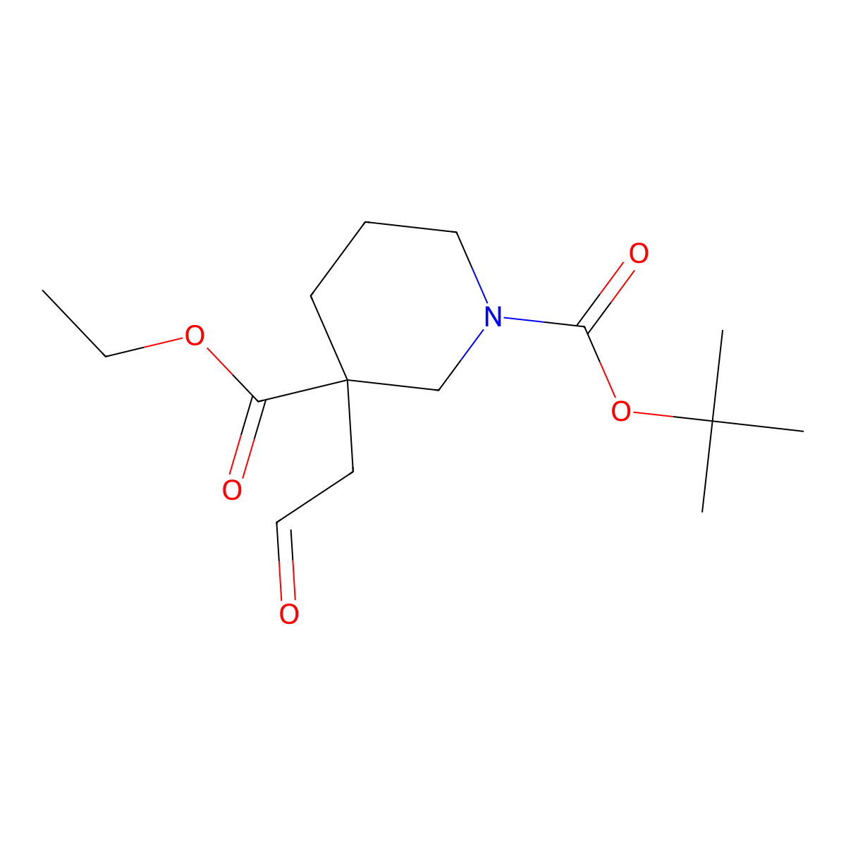 1-Tert-butyl 3-ethyl 3-(2-oxoethyl)piperidine-1,3-dicarboxylate molecular structure, CAS 852339-65-2