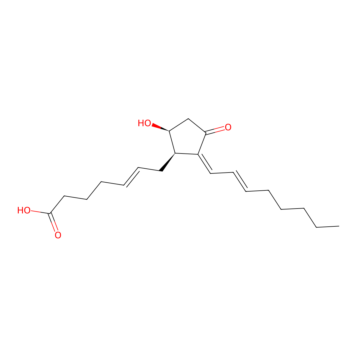 7-[(1R,5S)-5-hydroxy-2-oct-2-enylidene-3-oxocyclopentyl]hept-5-enoic acid molecular structure, CAS 85235-11-6