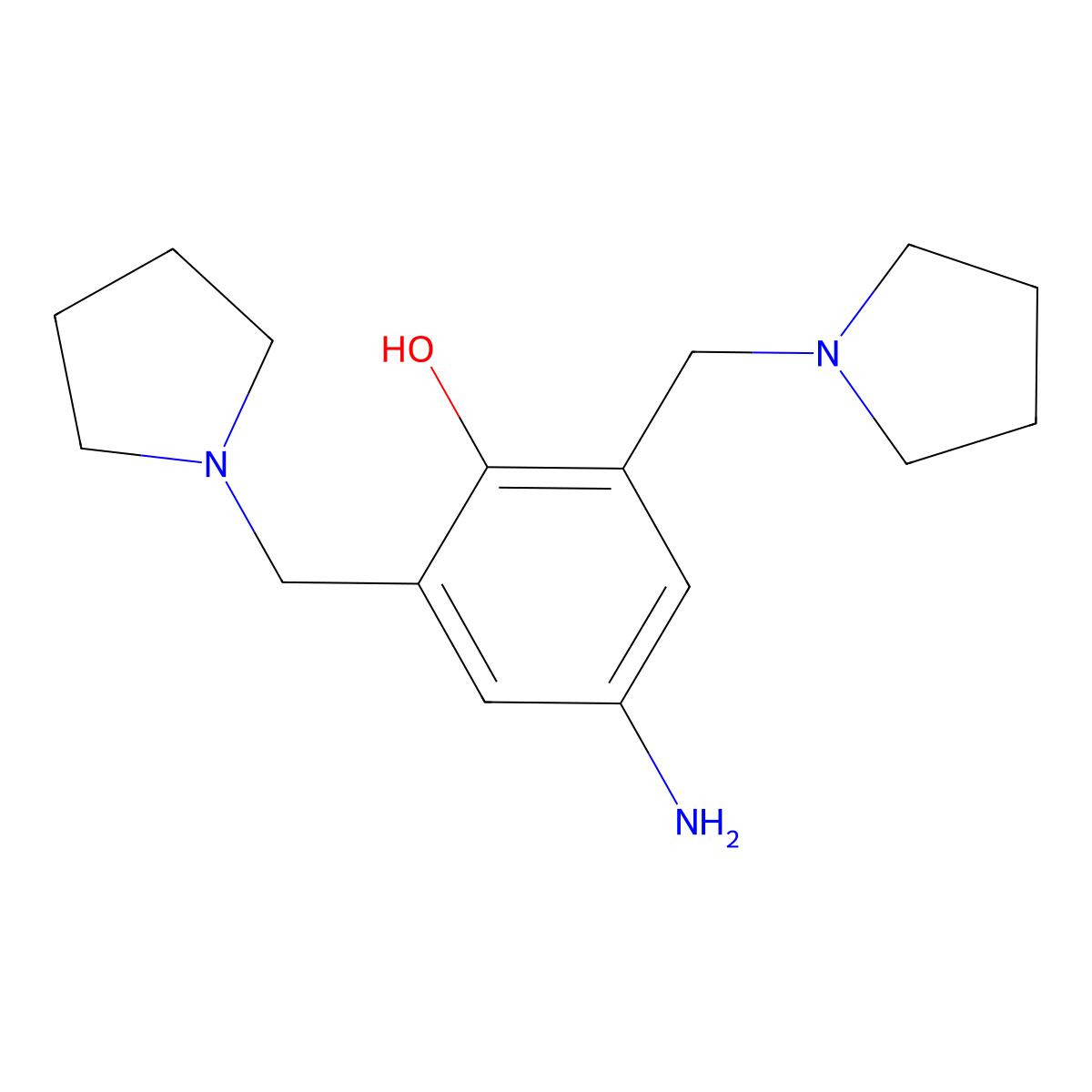 4-Amino-2,6-bis(pyrrolidin-1-ylmethyl)phenol molecular structure, CAS 85236-51-7