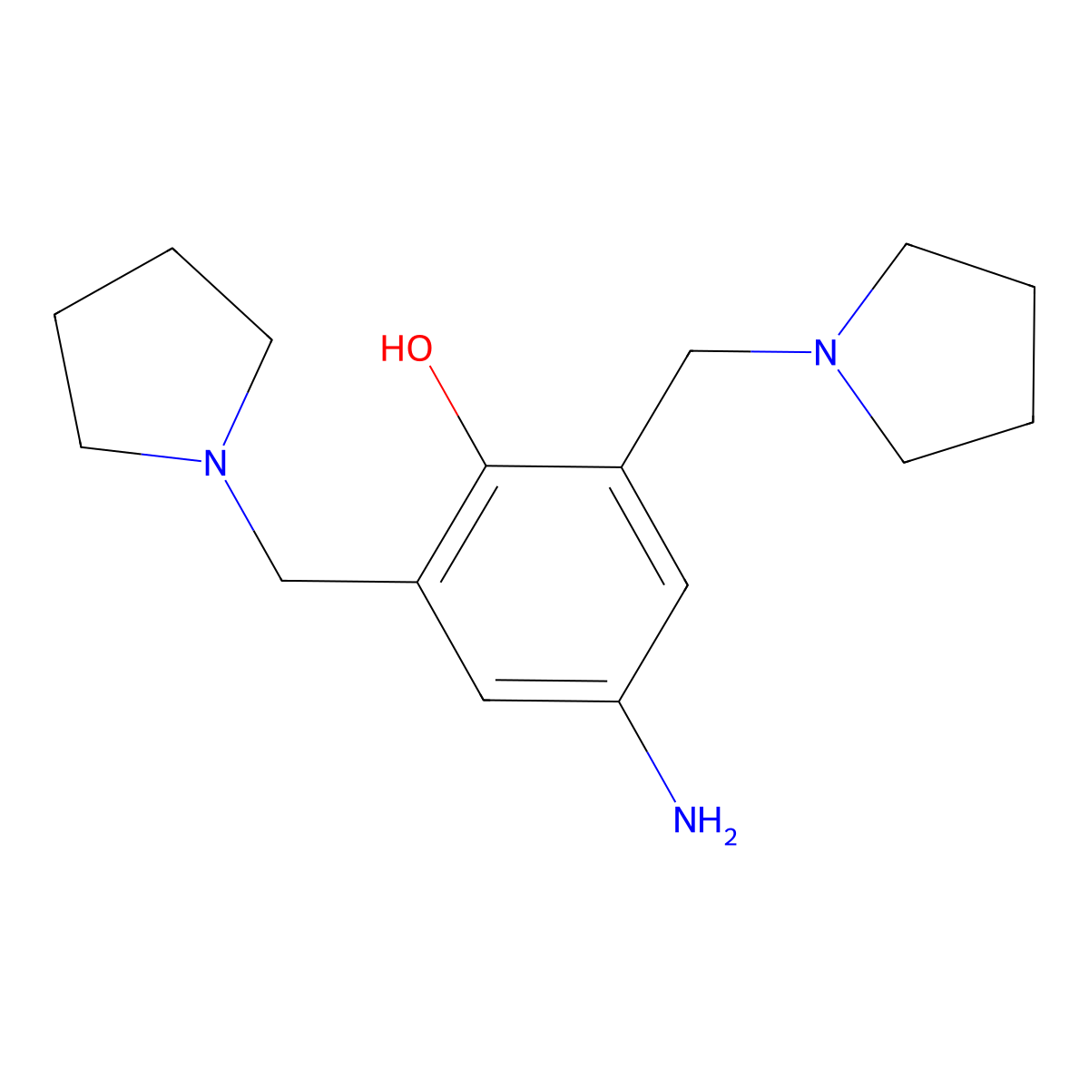 4-Amino-2,6-bis(pyrrolidin-1-ylmethyl)phenol molecular structure, CAS 85236-51-7
