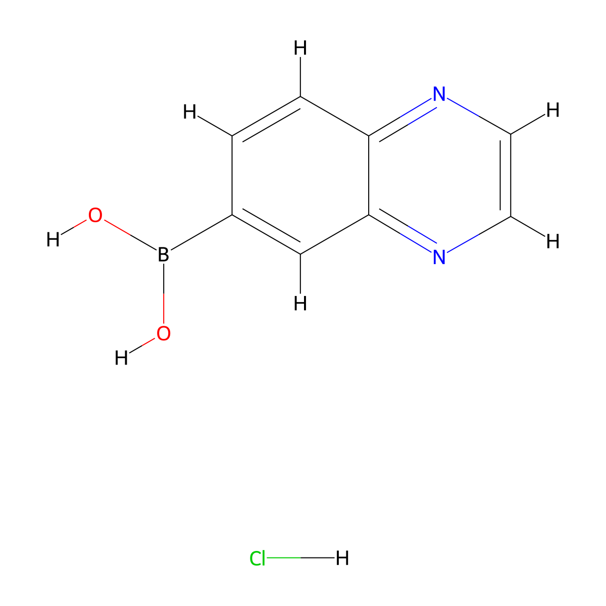 Quinoxalin-6-ylboronic acid hydrochloride molecular structure, CAS 852362-25-5