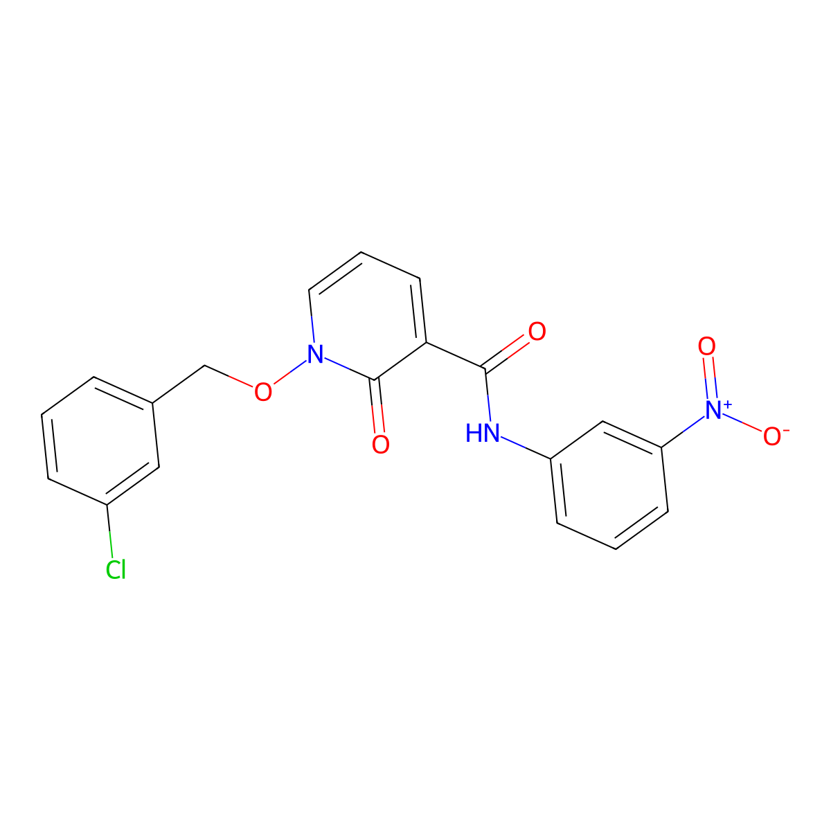 1-((3-chlorobenzyl)oxy)-N-(3-nitrophenyl)-2-oxo-1,2-dihydropyridine-3-carboxamide molecular structure, CAS 852364-55-7