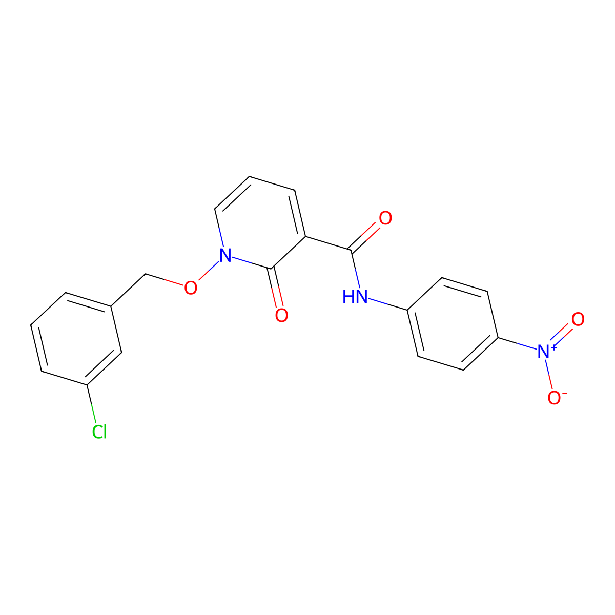 1-((3-chlorobenzyl)oxy)-N-(4-nitrophenyl)-2-oxo-1,2-dihydropyridine-3-carboxamide molecular structure, CAS 852364-58-0