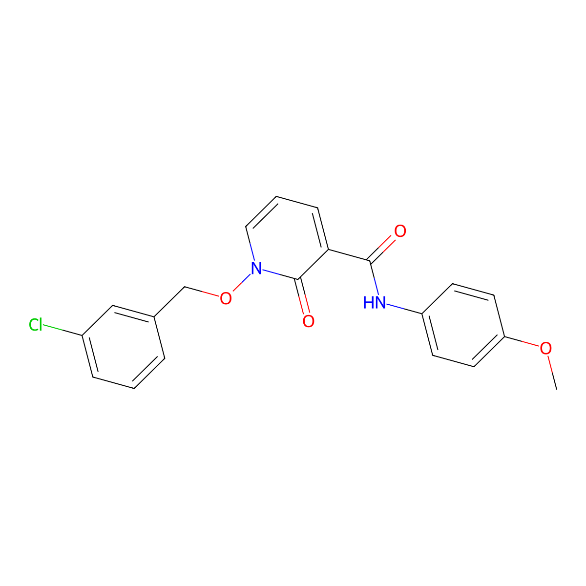 1-((3-chlorobenzyl)oxy)-N-(4-methoxyphenyl)-2-oxo-1,2-dihydropyridine-3-carboxamide molecular structure, CAS 852364-69-3