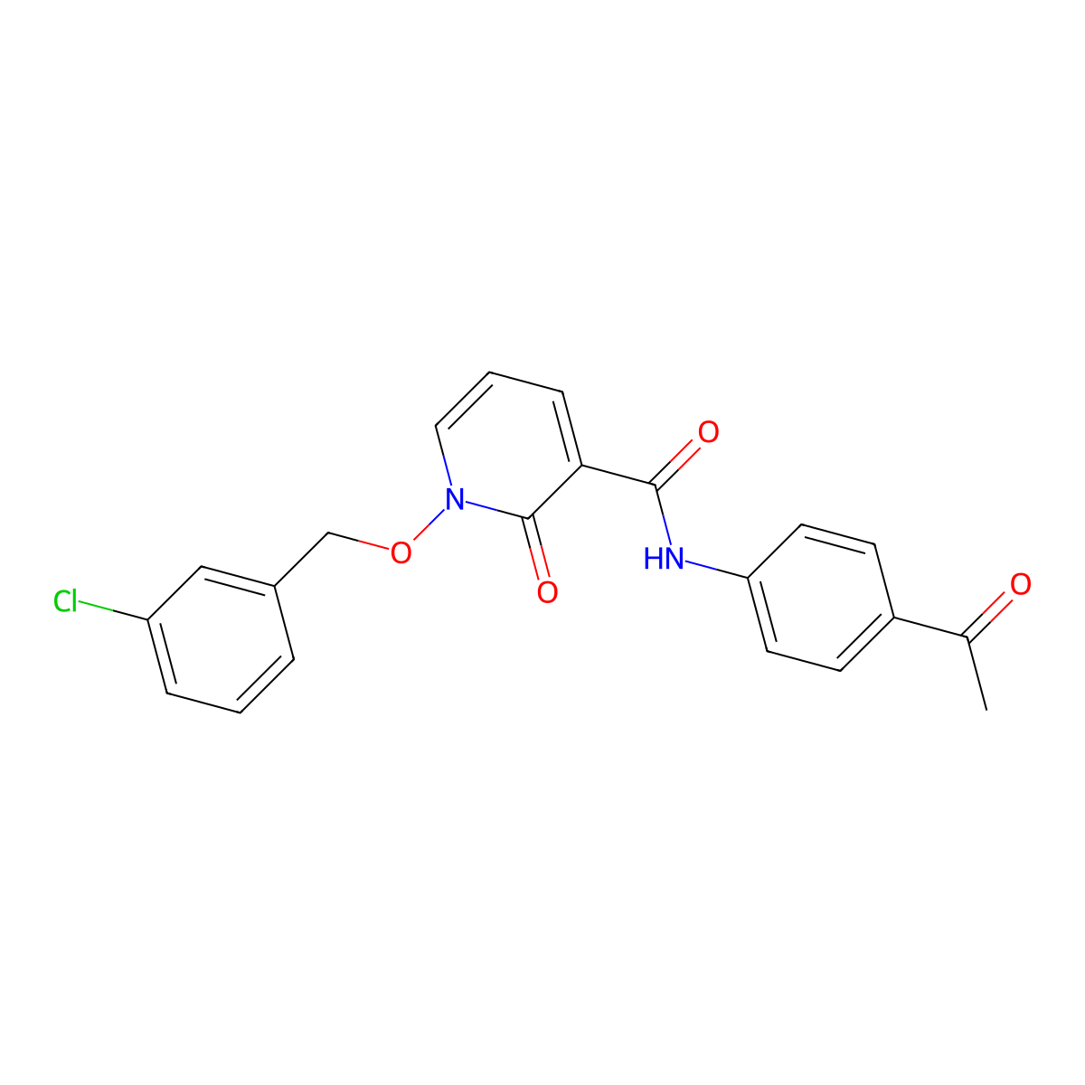 N-(4-acetylphenyl)-1-((3-chlorobenzyl)oxy)-2-oxo-1,2-dihydropyridine-3-carboxamide molecular structure, CAS 852364-94-4