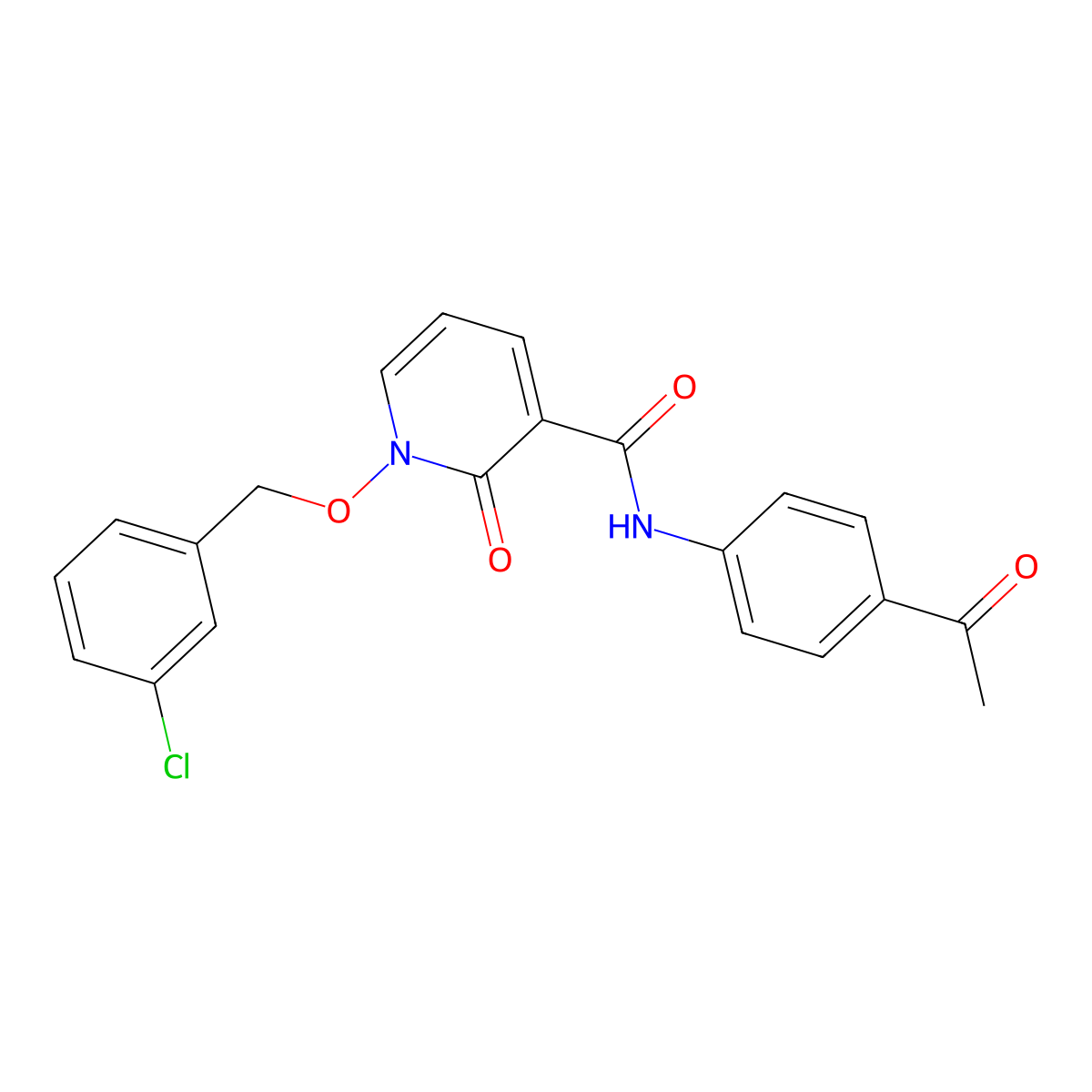 N-(4-acetylphenyl)-1-((3-chlorobenzyl)oxy)-2-oxo-1,2-dihydropyridine-3-carboxamide molecular structure, CAS 852364-94-4