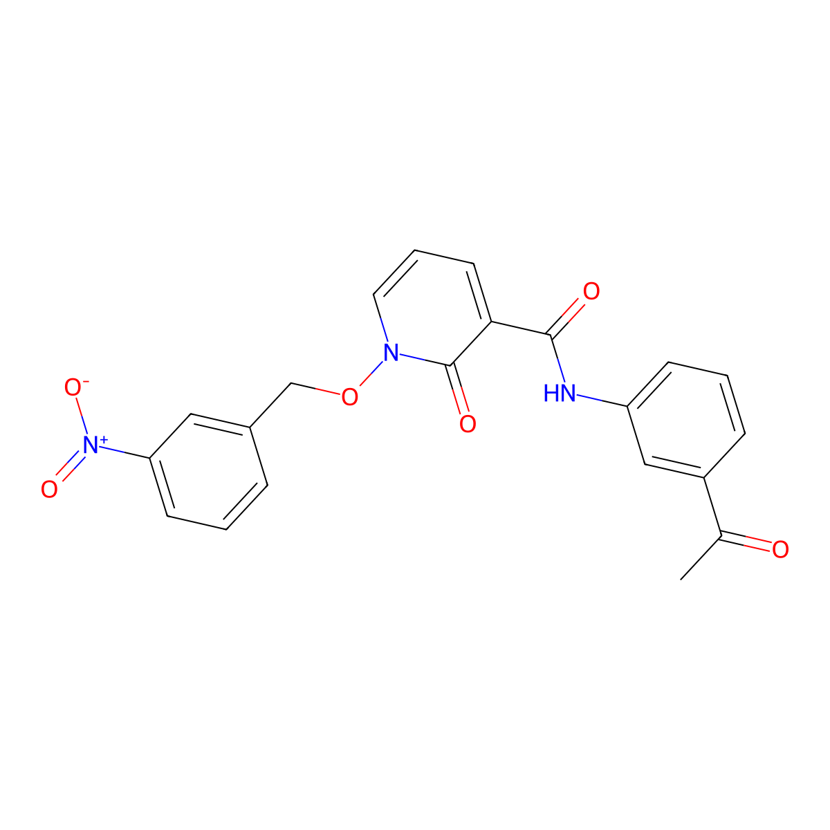 N-(3-acetylphenyl)-1-((3-nitrobenzyl)oxy)-2-oxo-1,2-dihydropyridine-3-carboxamide molecular structure, CAS 852364-99-9