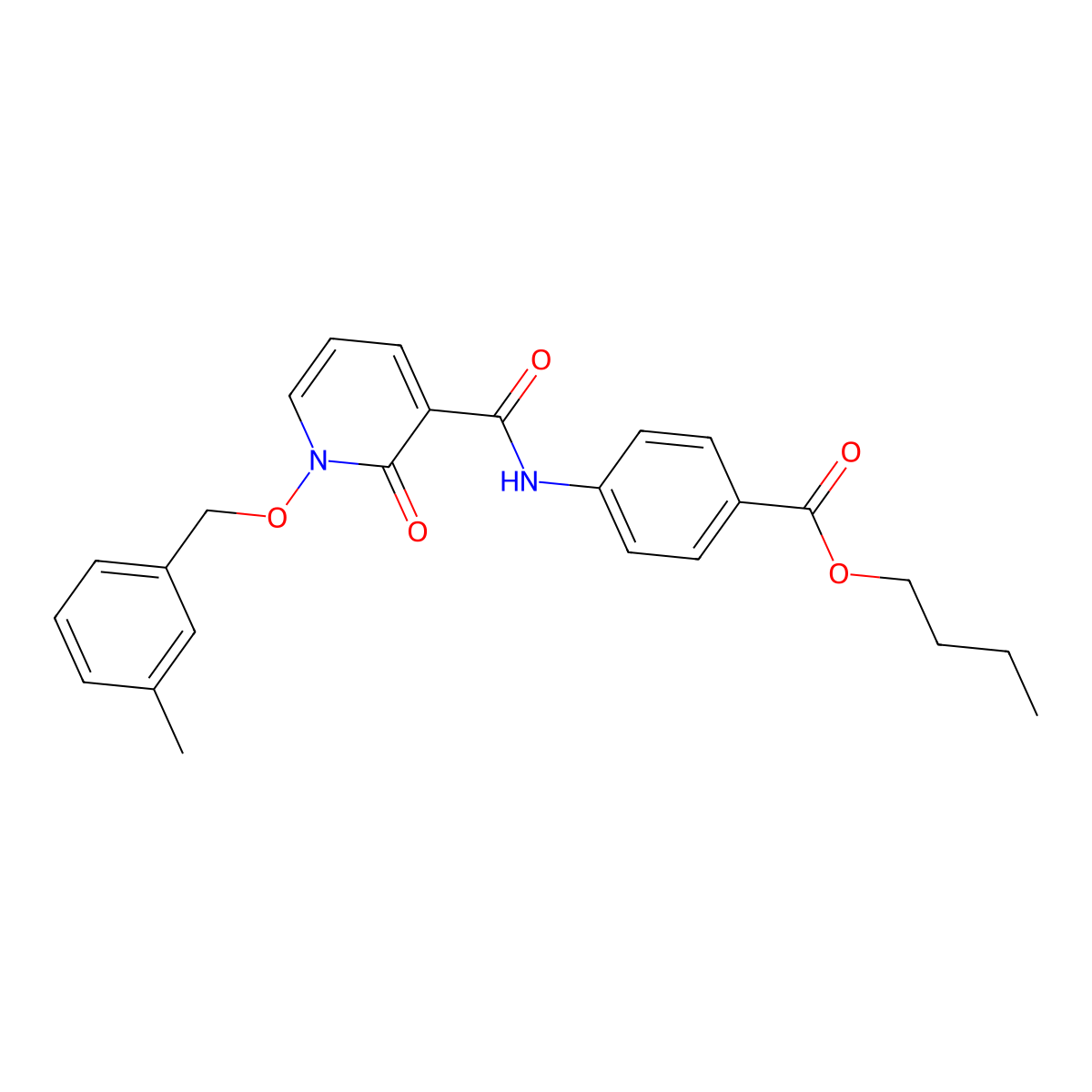 Butyl 4-{1-[(3-methylphenyl)methoxy]-2-oxo-1,2-dihydropyridine-3-amido}benzoate molecular structure, CAS 852365-08-3