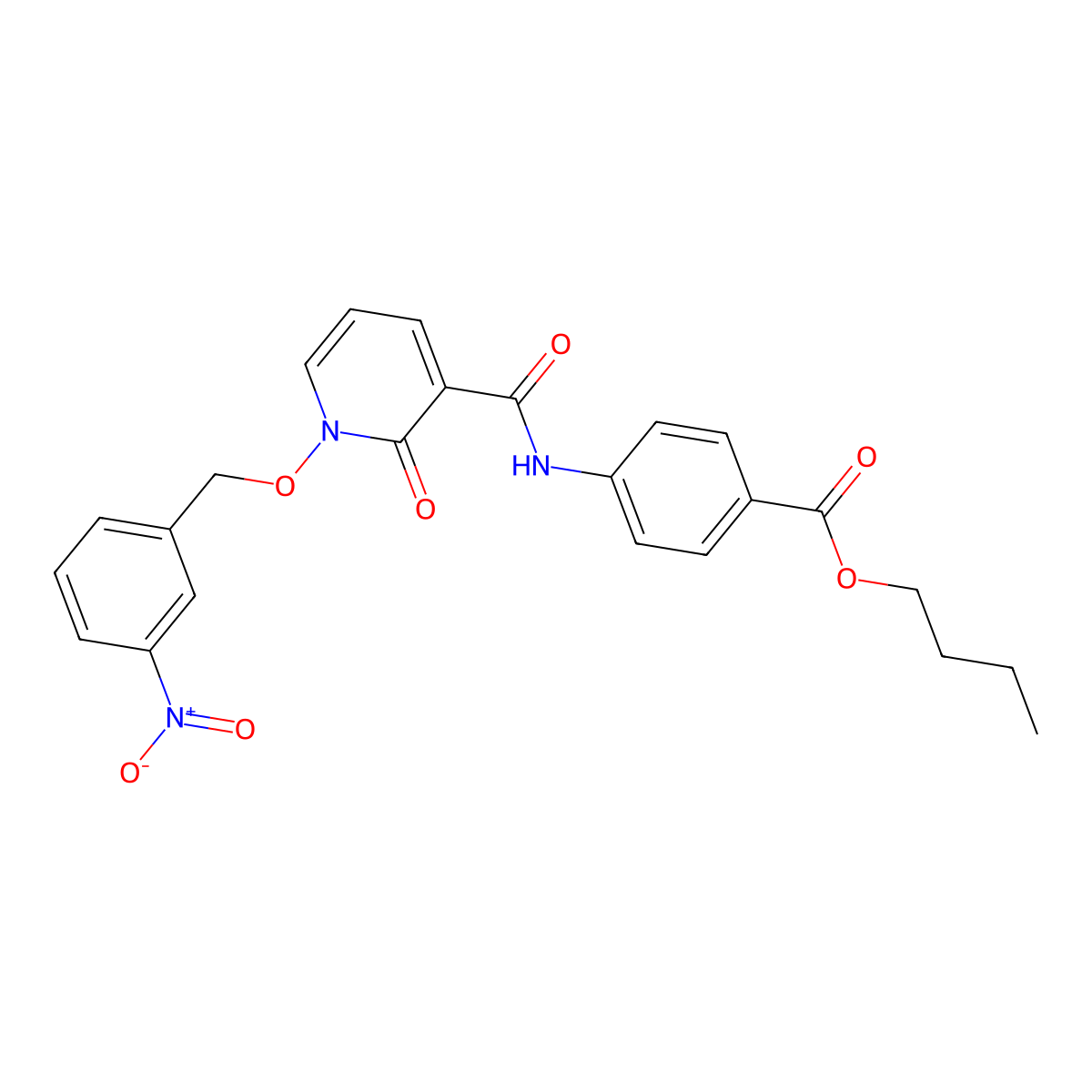 Butyl 4-{1-[(3-nitrophenyl)methoxy]-2-oxo-1,2-dihydropyridine-3-amido}benzoate molecular structure, CAS 852365-10-7