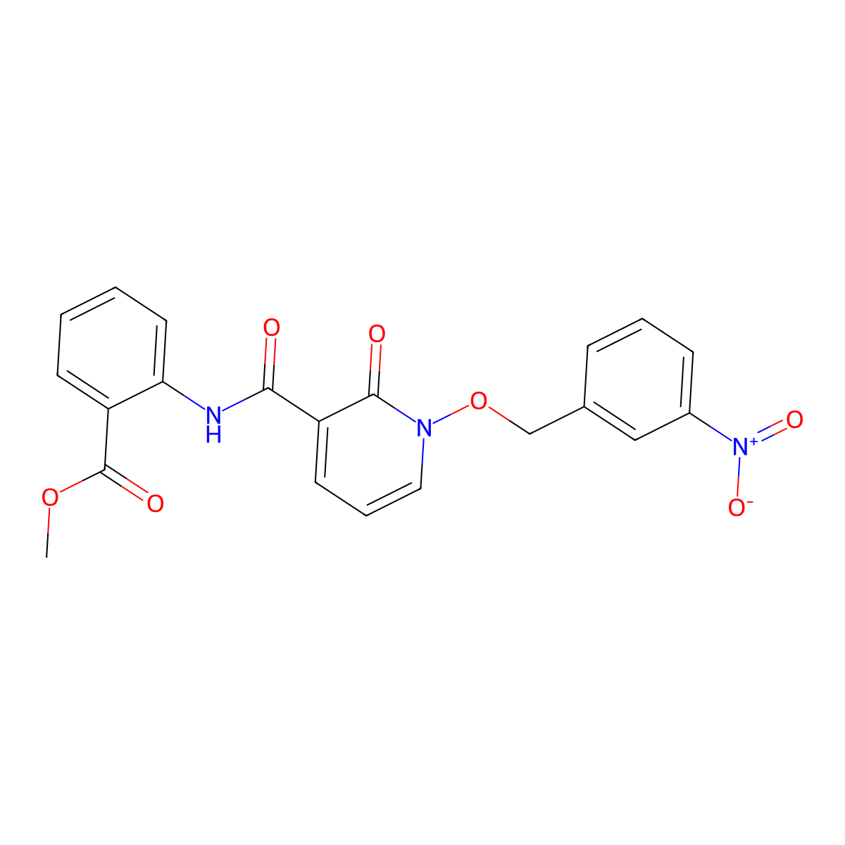 Methyl 2-{1-[(3-nitrophenyl)methoxy]-2-oxo-1,2-dihydropyridine-3-amido}benzoate molecular structure, CAS 852365-16-3
