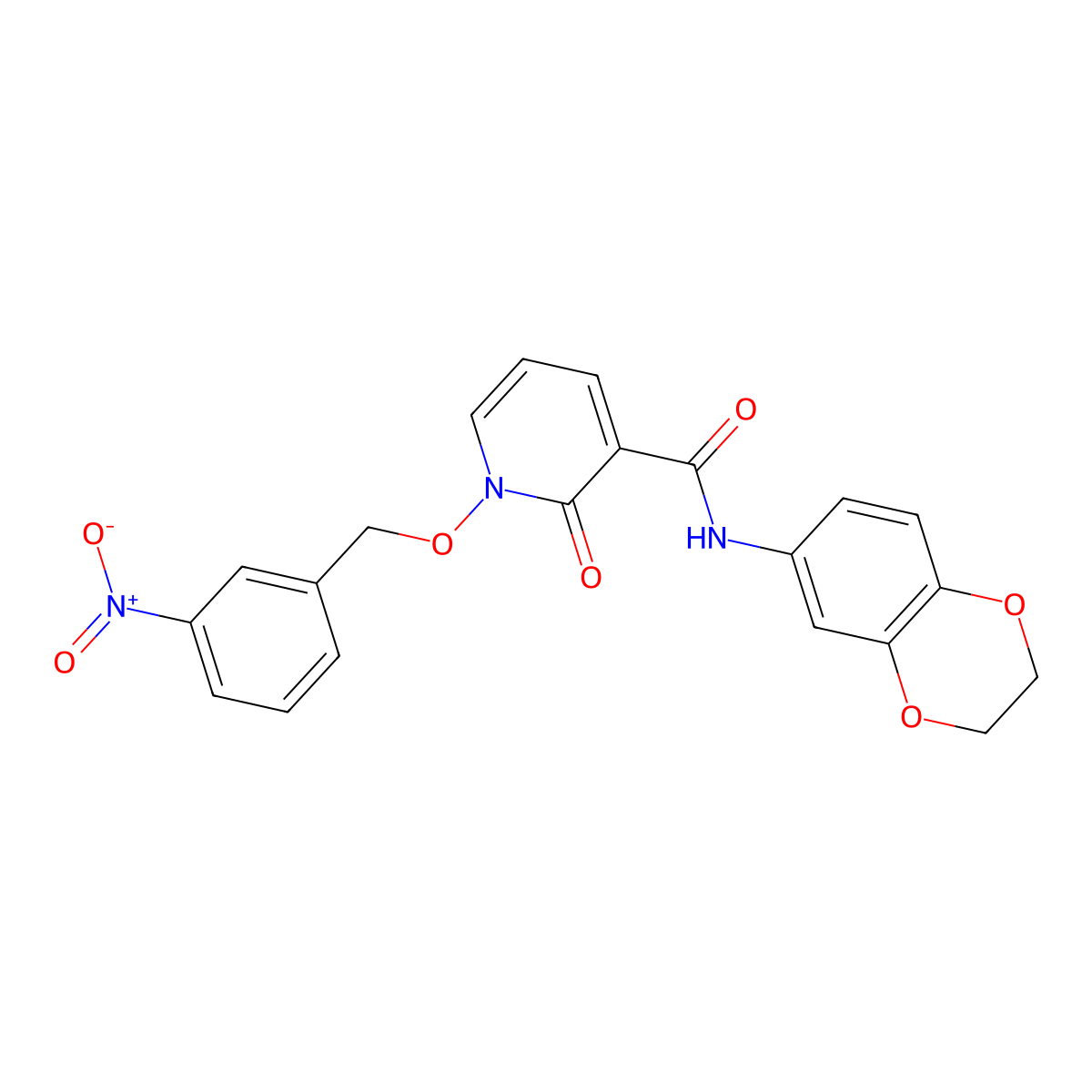 N-(2,3-dihydrobenzo[b][1,4]dioxin-6-yl)-1-((3-nitrobenzyl)oxy)-2-oxo-1,2-dihydropyridine-3-carboxamide molecular structure, CAS 852365-24-3
