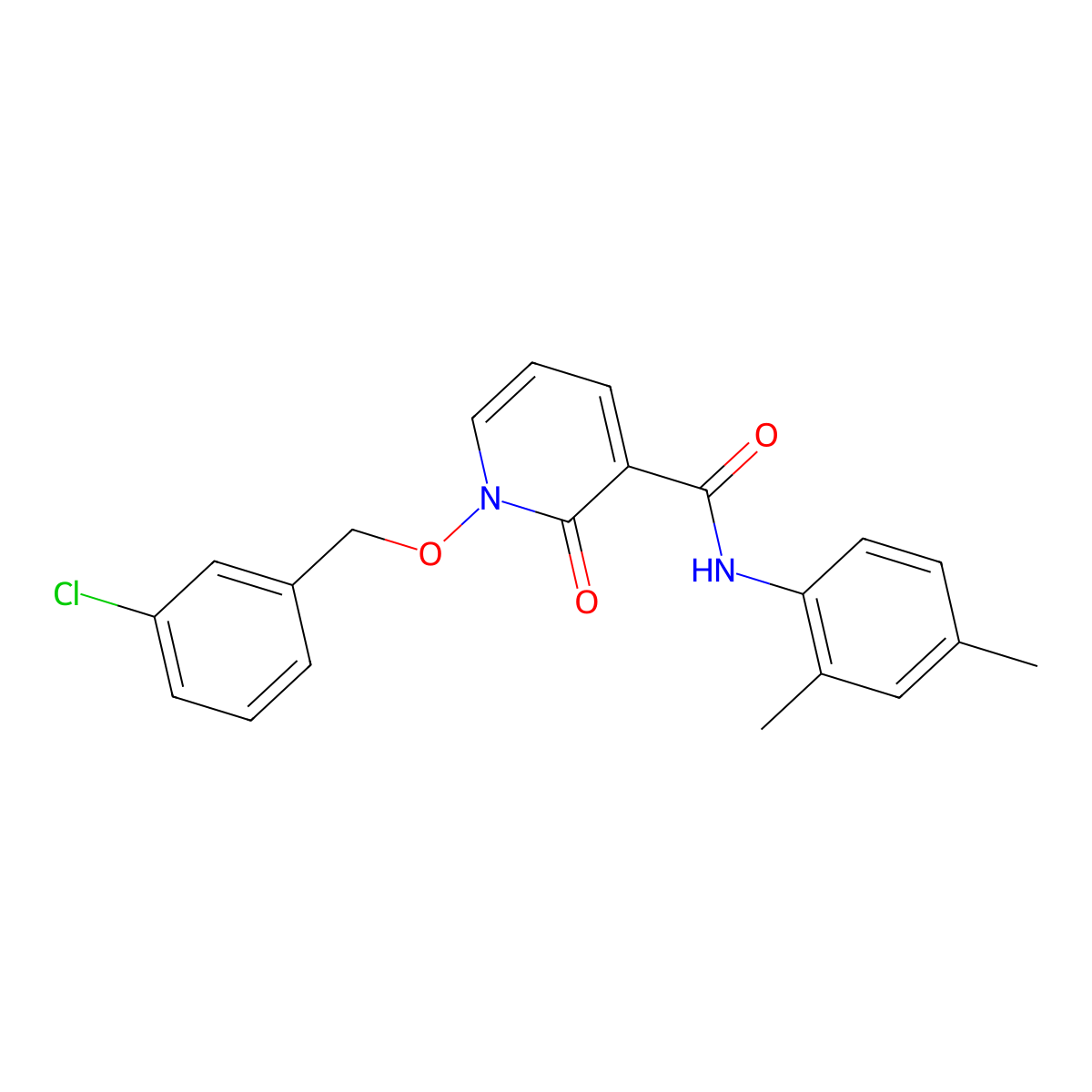 1-((3-chlorobenzyl)oxy)-N-(2,4-dimethylphenyl)-2-oxo-1,2-dihydropyridine-3-carboxamide molecular structure, CAS 852365-30-1