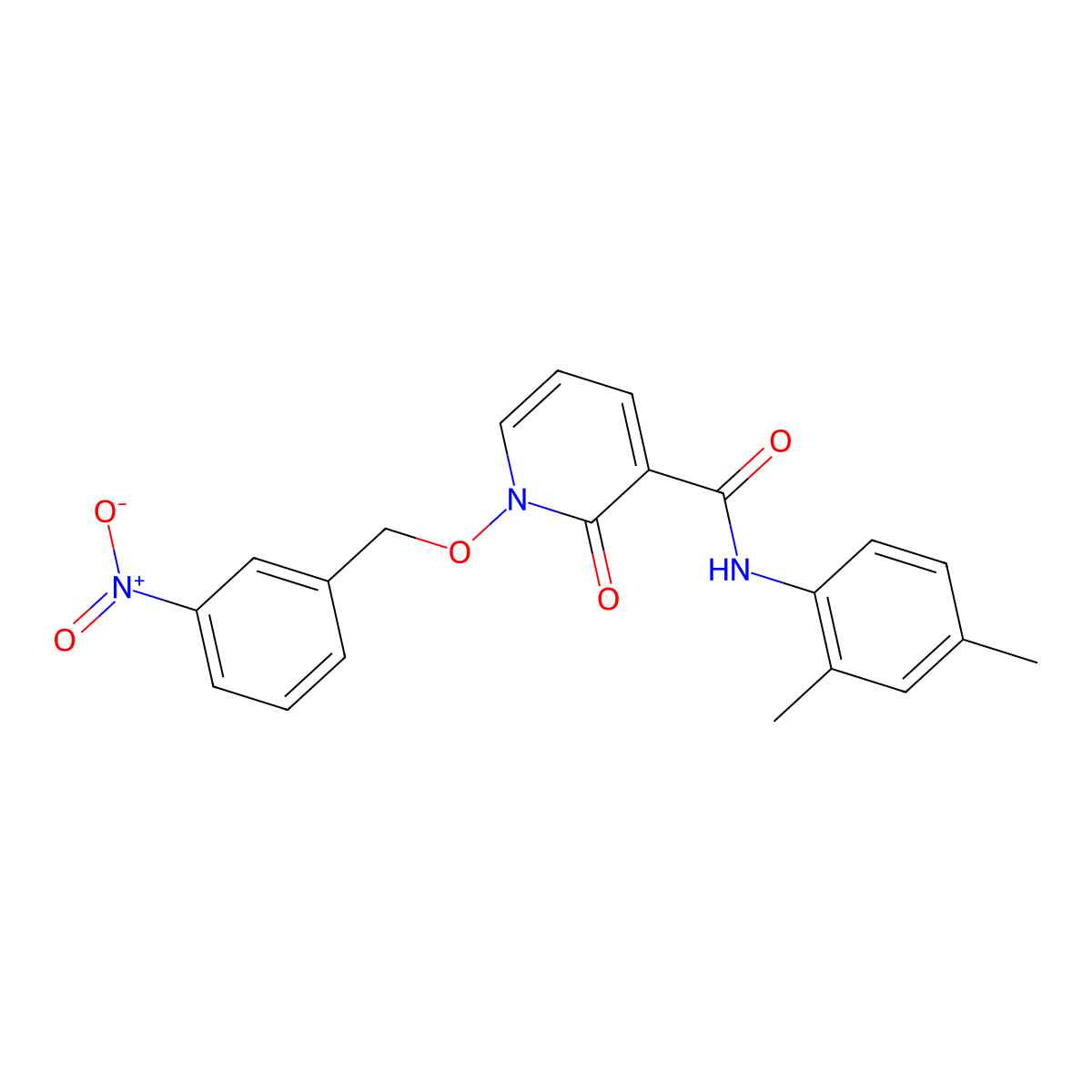 N-(2,4-dimethylphenyl)-1-((3-nitrobenzyl)oxy)-2-oxo-1,2-dihydropyridine-3-carboxamide molecular structure, CAS 852365-31-2