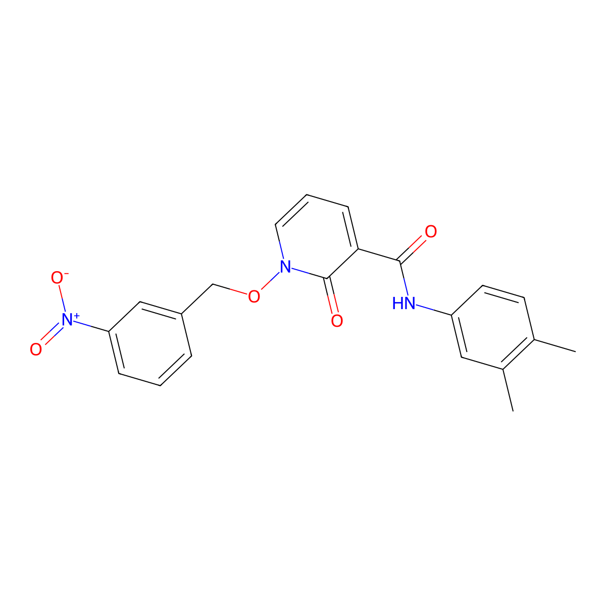 N-(3,4-dimethylphenyl)-1-((3-nitrobenzyl)oxy)-2-oxo-1,2-dihydropyridine-3-carboxamide molecular structure, CAS 852365-38-9