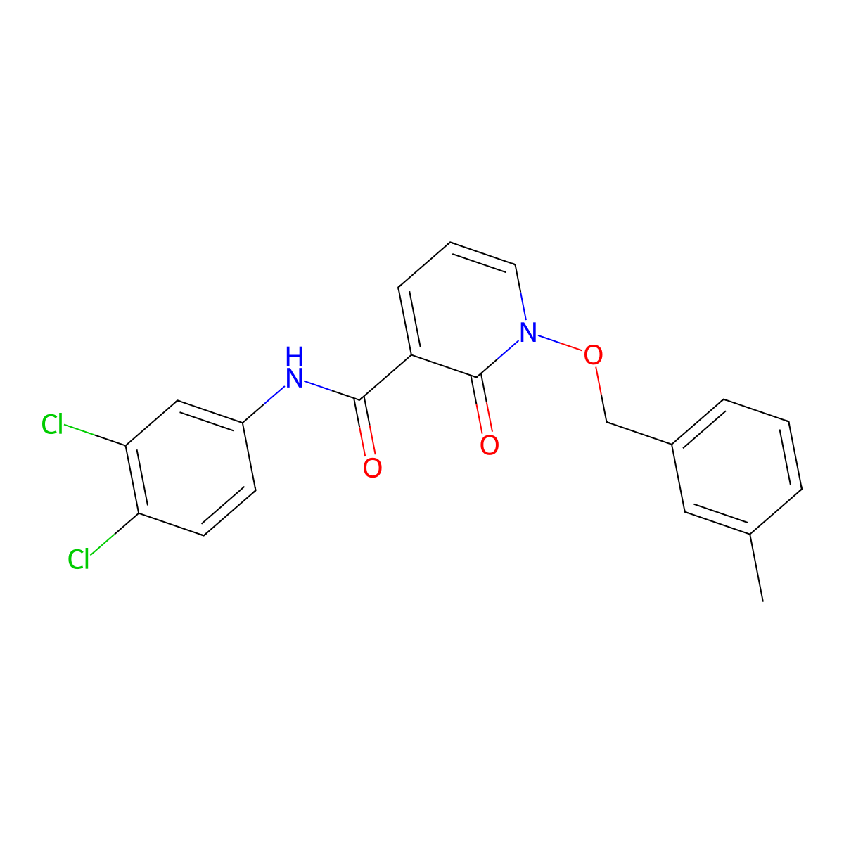 N-(3,4-dichlorophenyl)-1-((3-methylbenzyl)oxy)-2-oxo-1,2-dihydropyridine-3-carboxamide molecular structure, CAS 852365-51-6