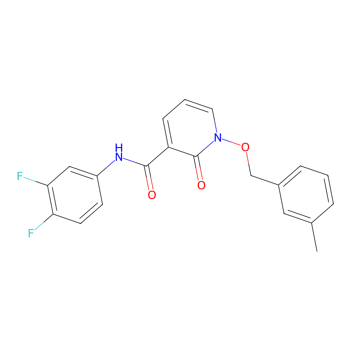 N-(3,4-difluorophenyl)-1-((3-methylbenzyl)oxy)-2-oxo-1,2-dihydropyridine-3-carboxamide molecular structure, CAS 852365-79-8