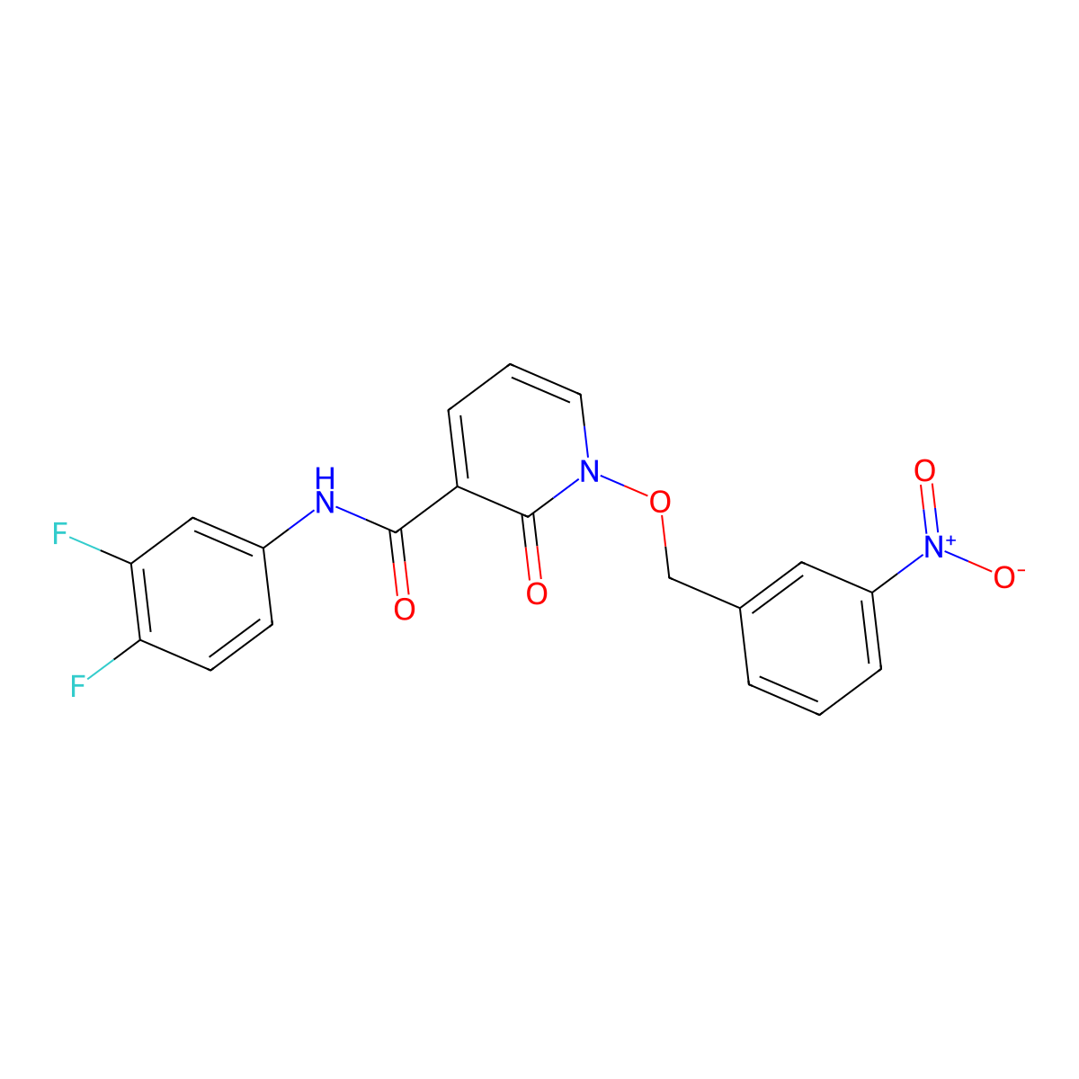 N-(3,4-difluorophenyl)-1-((3-nitrobenzyl)oxy)-2-oxo-1,2-dihydropyridine-3-carboxamide molecular structure, CAS 852365-82-3