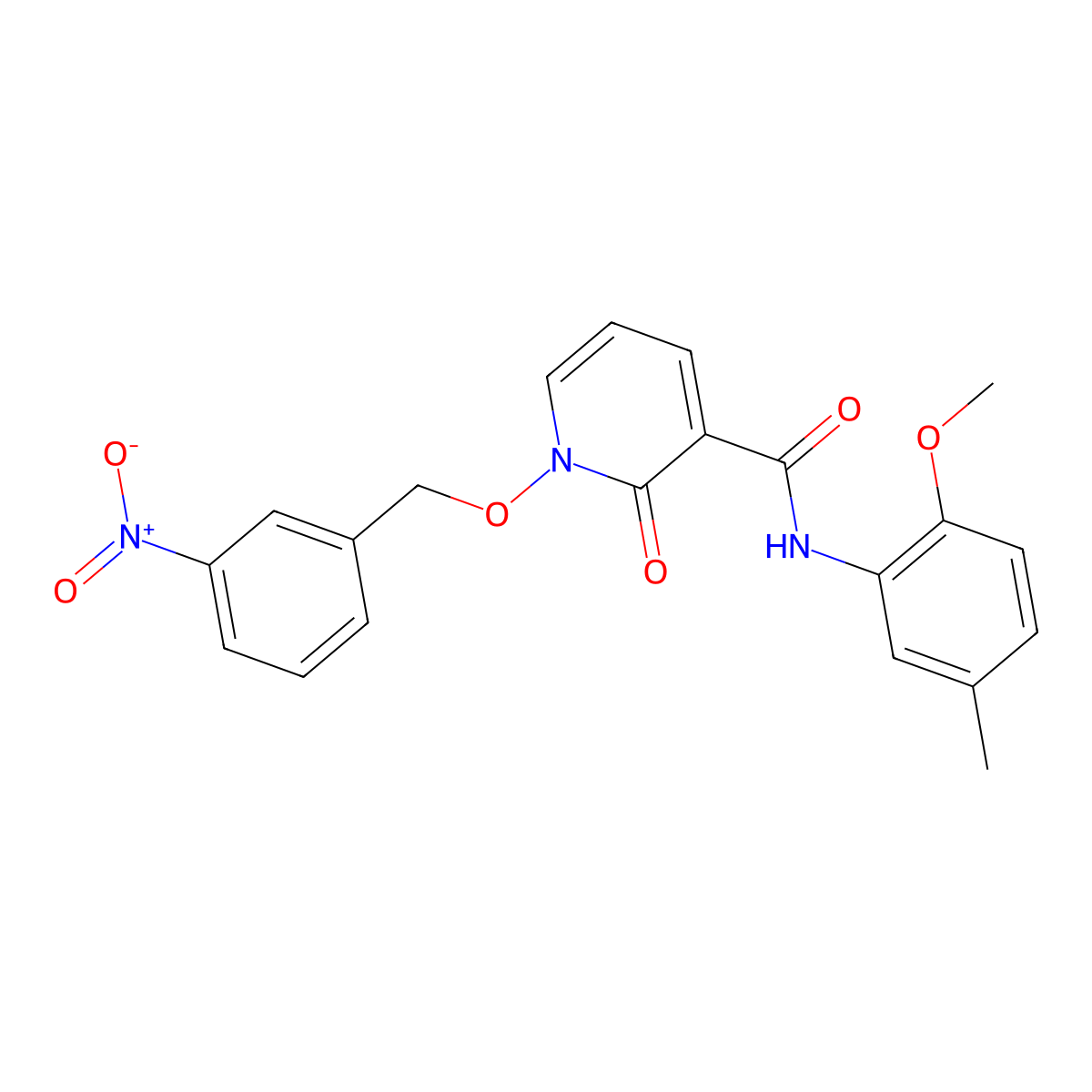 N-(2-methoxy-5-methylphenyl)-1-((3-nitrobenzyl)oxy)-2-oxo-1,2-dihydropyridine-3-carboxamide molecular structure, CAS 852365-86-7