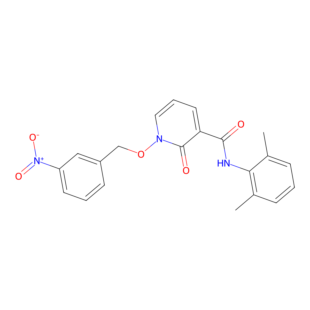 N-(2,6-dimethylphenyl)-1-((3-nitrobenzyl)oxy)-2-oxo-1,2-dihydropyridine-3-carboxamide molecular structure, CAS 852365-91-4
