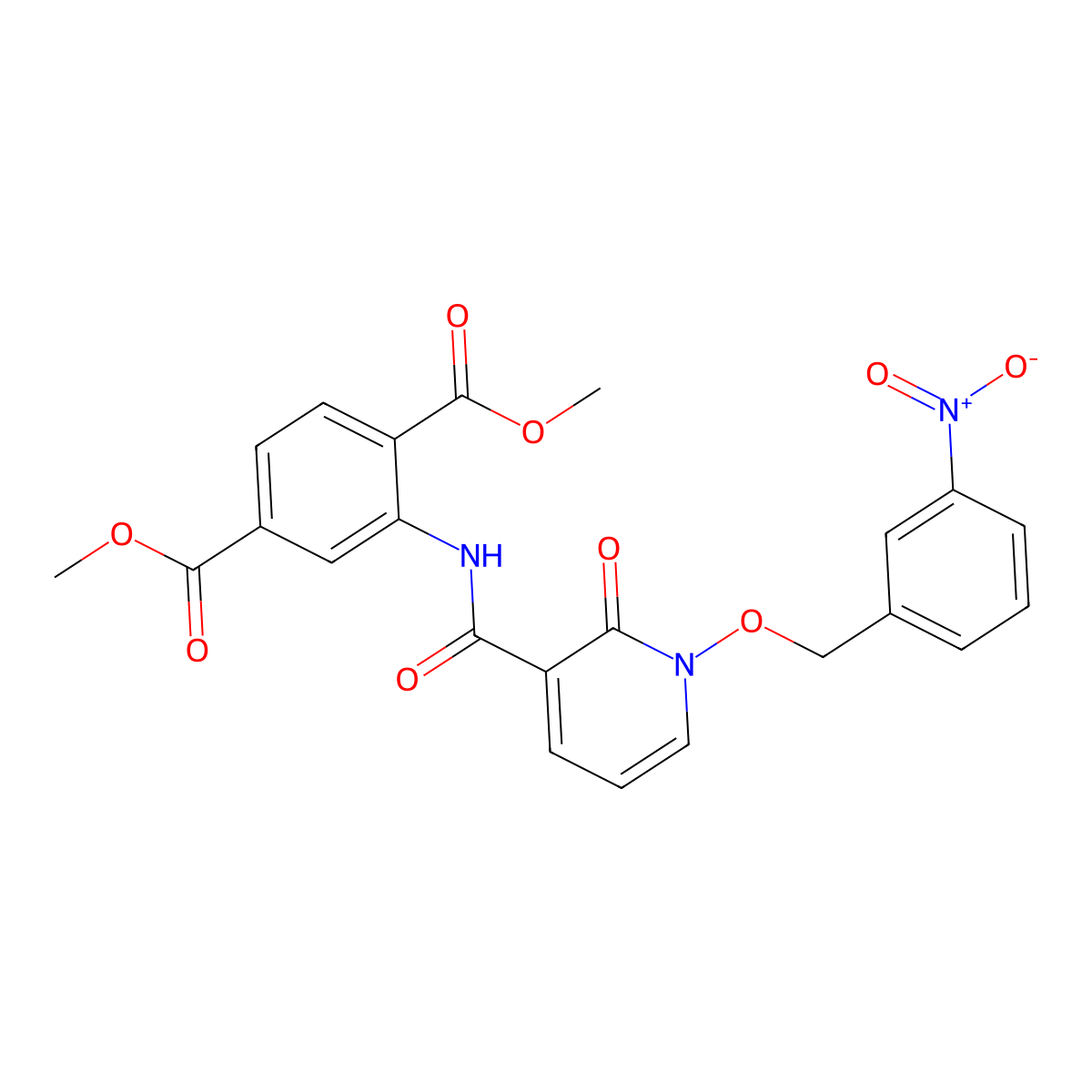1,4-Dimethyl 2-{1-[(3-nitrophenyl)methoxy]-2-oxo-1,2-dihydropyridine-3-amido}benzene-1,4-dicarboxylate molecular structure, CAS 852366-05-3