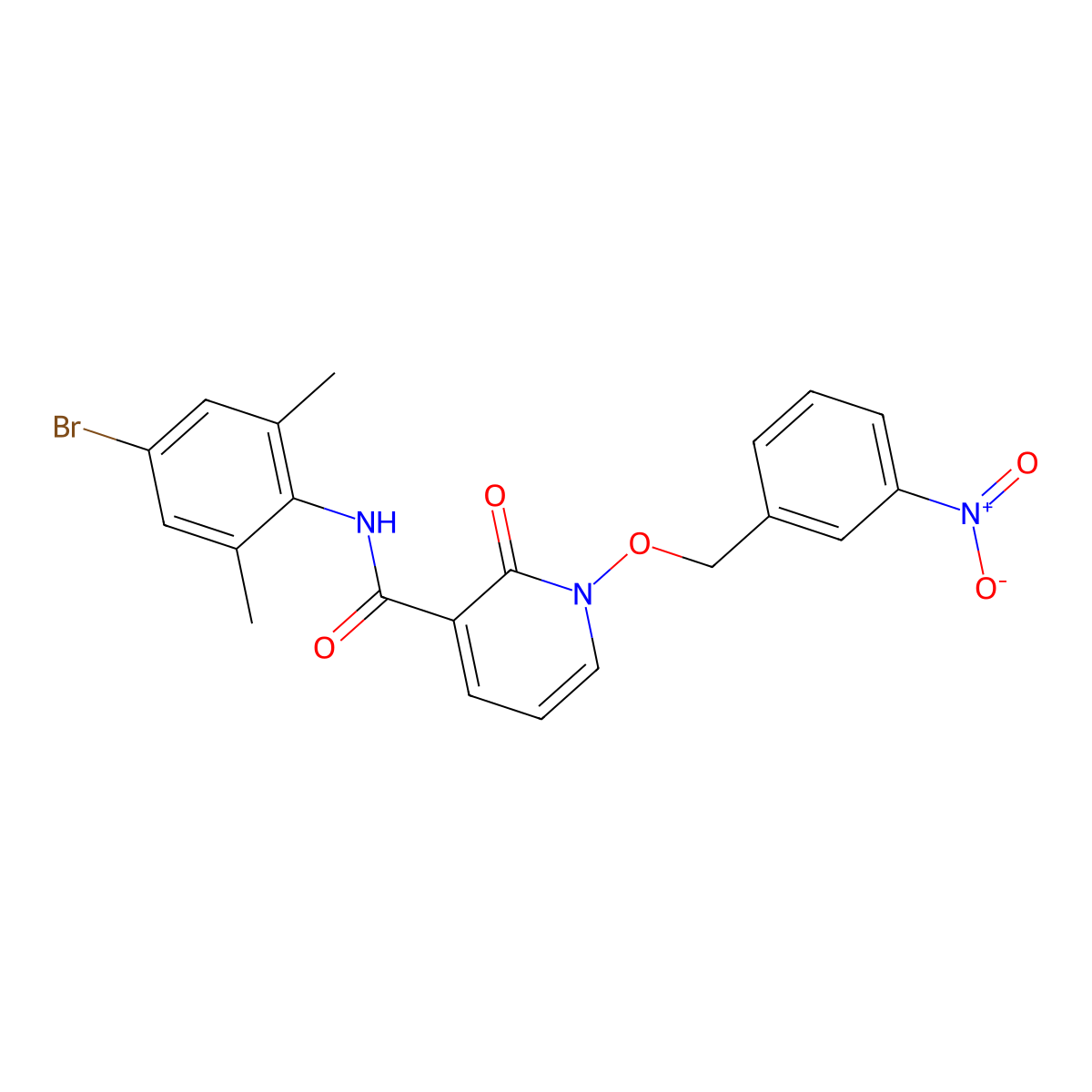 N-(4-bromo-2,6-dimethylphenyl)-1-((3-nitrobenzyl)oxy)-2-oxo-1,2-dihydropyridine-3-carboxamide molecular structure, CAS 852366-08-6