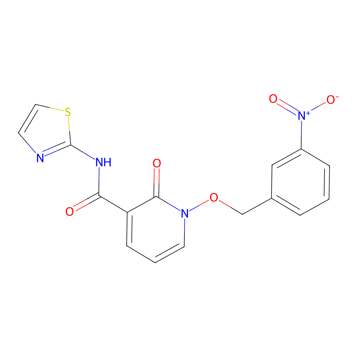 1-((3-nitrobenzyl)oxy)-2-oxo-N-(thiazol-2-yl)-1,2-dihydropyridine-3-carboxamide molecular structure, CAS 852366-10-0