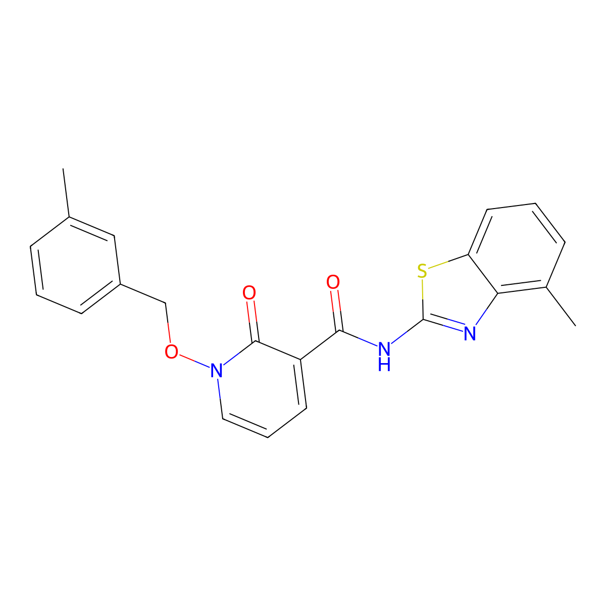 N-(4-methylbenzo[d]thiazol-2-yl)-1-((3-methylbenzyl)oxy)-2-oxo-1,2-dihydropyridine-3-carboxamide molecular structure, CAS 852366-16-6