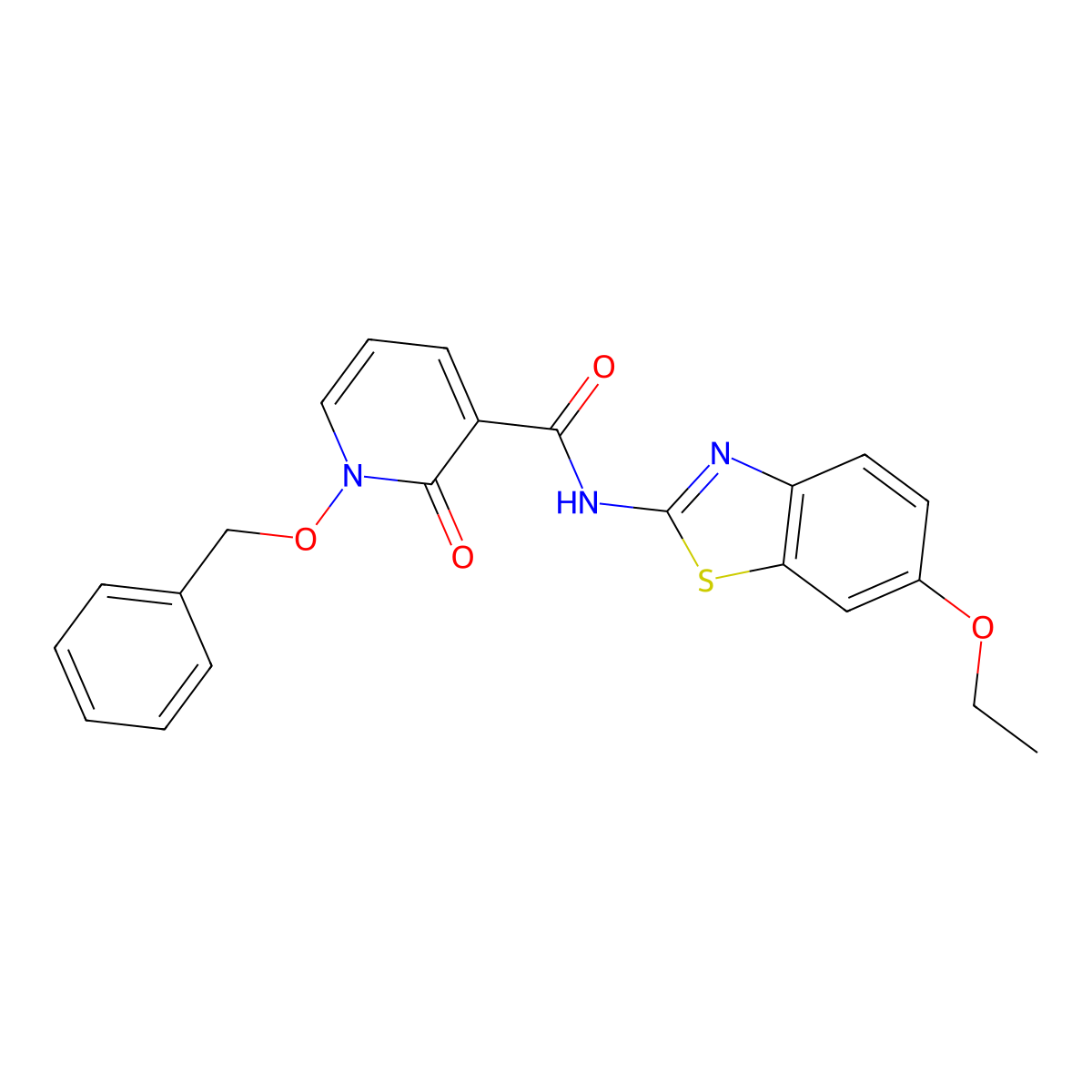 1-(benzyloxy)-N-(6-ethoxy-1,3-benzothiazol-2-yl)-2-oxo-1,2-dihydropyridine-3-carboxamide molecular structure, CAS 852366-23-5