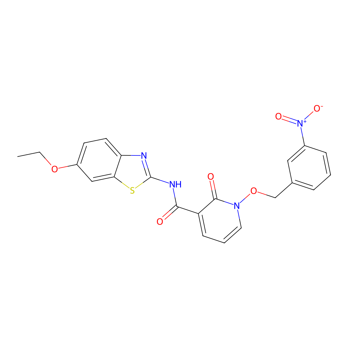 N-(6-ethoxybenzo[d]thiazol-2-yl)-1-((3-nitrobenzyl)oxy)-2-oxo-1,2-dihydropyridine-3-carboxamide molecular structure, CAS 852366-26-8