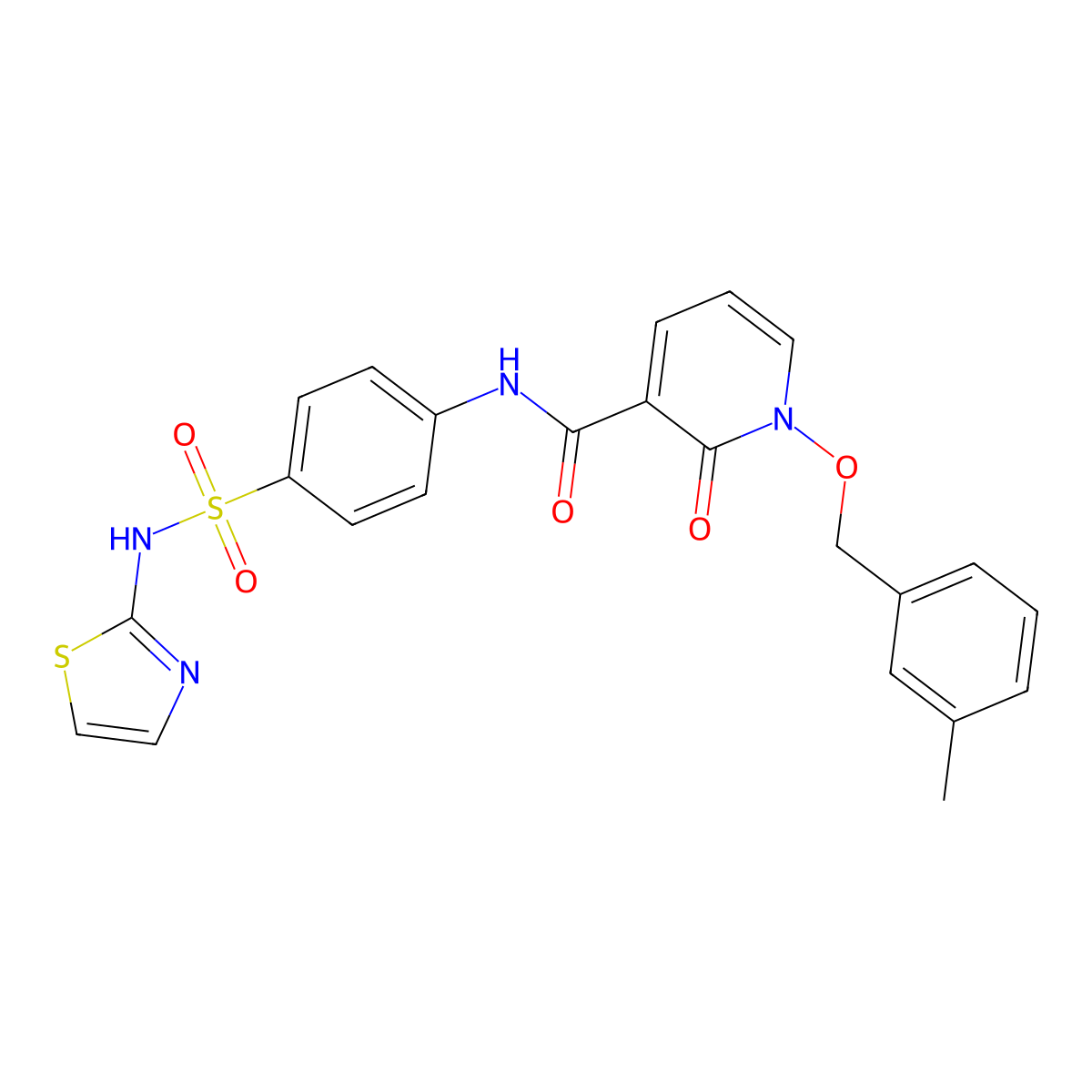 1-((3-methylbenzyl)oxy)-2-oxo-N-(4-(N-(thiazol-2-yl)sulfamoyl)phenyl)-1,2-dihydropyridine-3-carboxamide molecular structure, CAS 852366-62-2