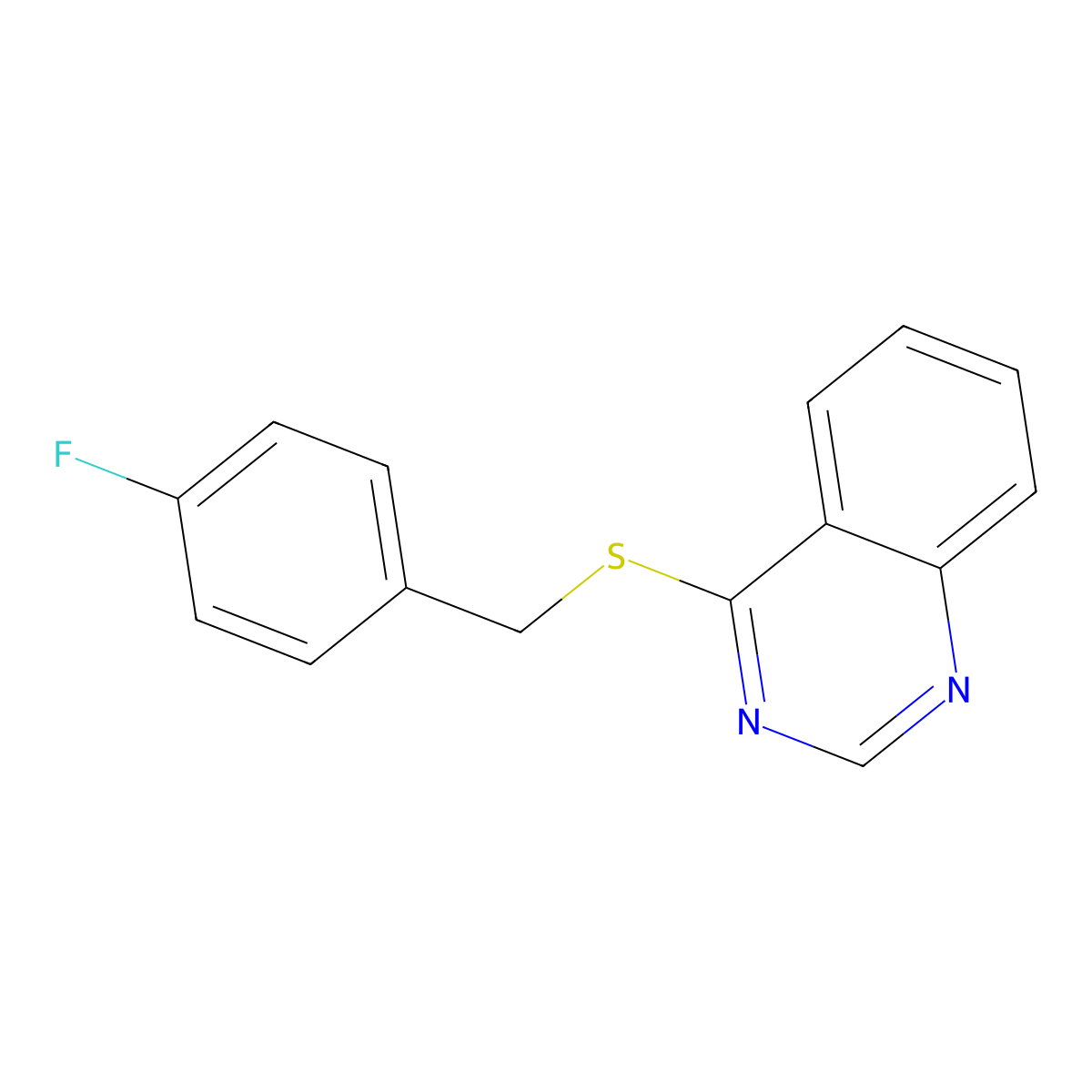 4-[(4-Fluorophenyl)methylsulfanyl]quinazoline molecular structure, CAS 852366-96-2