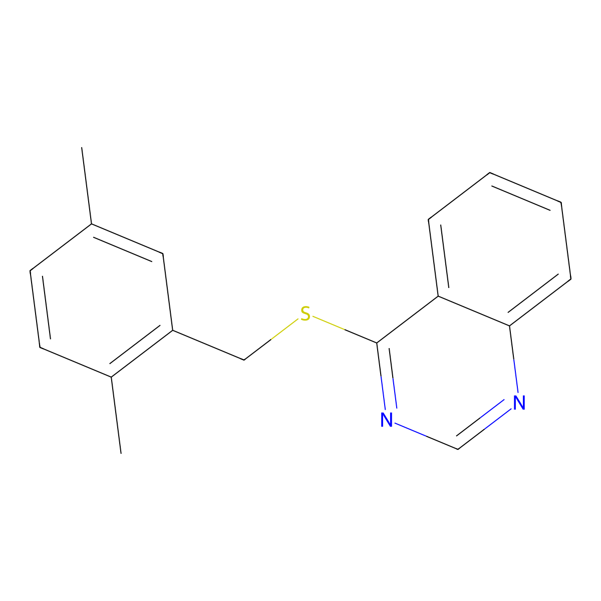 4-((2,5-Dimethylbenzyl)thio)quinazoline molecular structure, CAS 852366-99-5