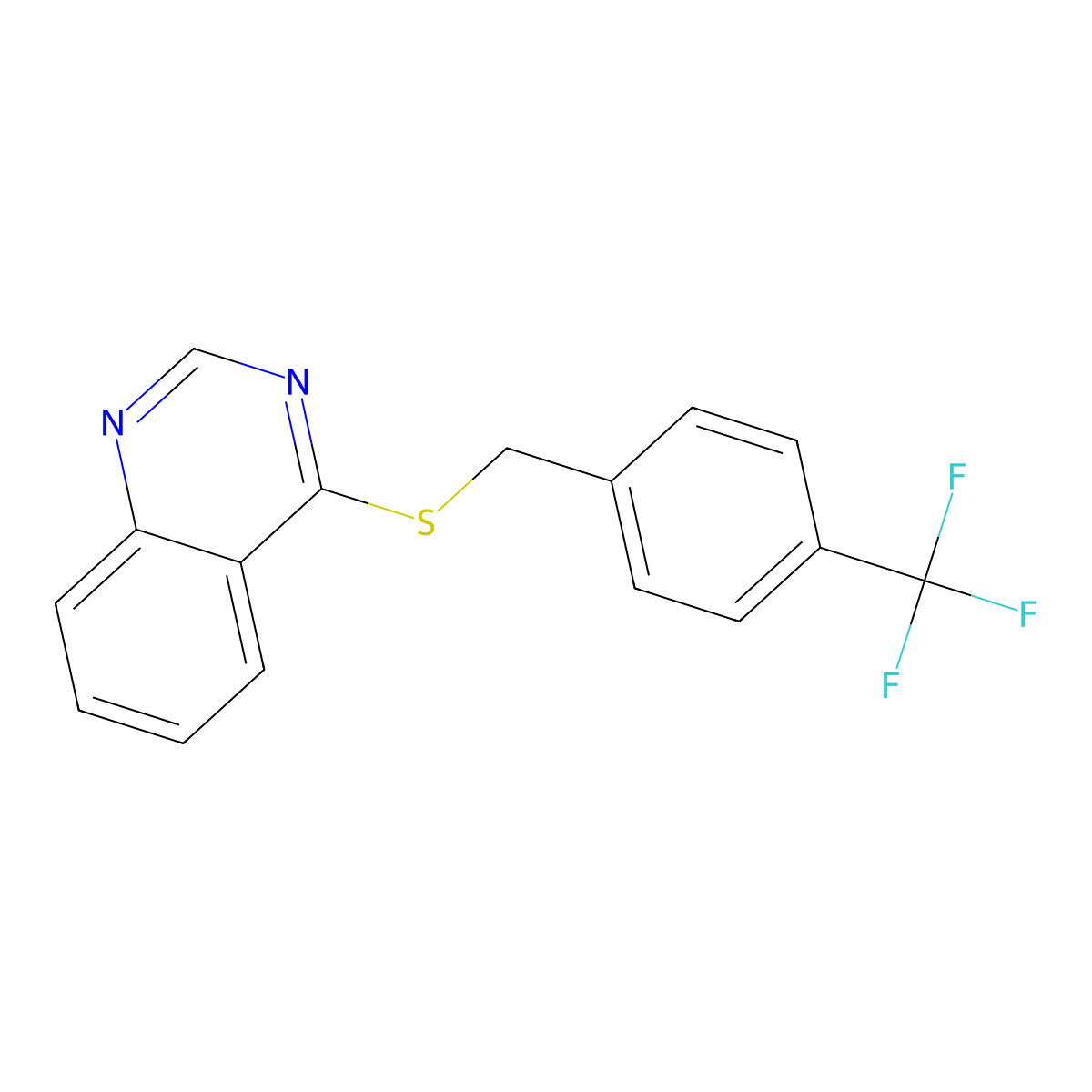 4-((4-(Trifluoromethyl)benzyl)thio)quinazoline molecular structure, CAS 852367-00-1