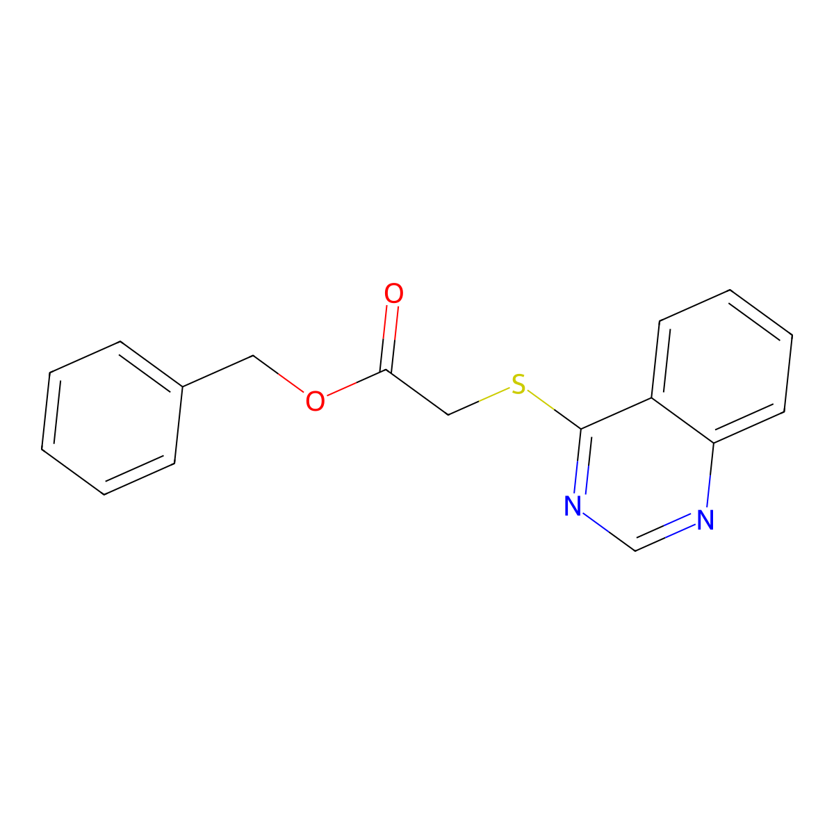 Benzyl 2-quinazolin-4-ylsulfanylacetate molecular structure, CAS 852367-02-3