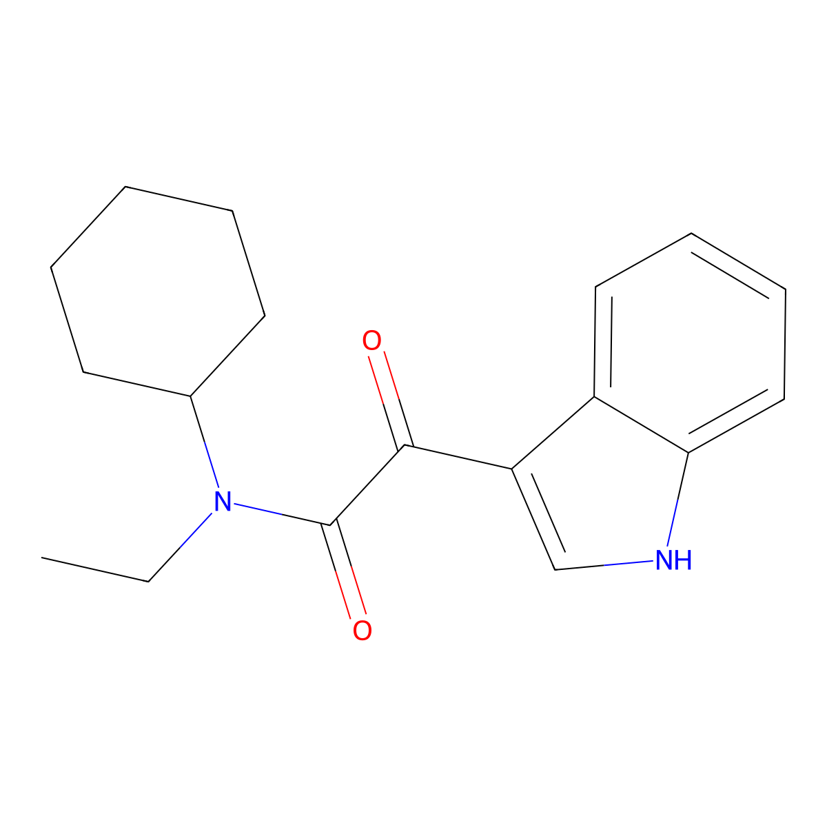 N-cyclohexyl-N-ethyl-2-(1H-indol-3-yl)-2-oxoacetamide molecular structure, CAS 852367-07-8