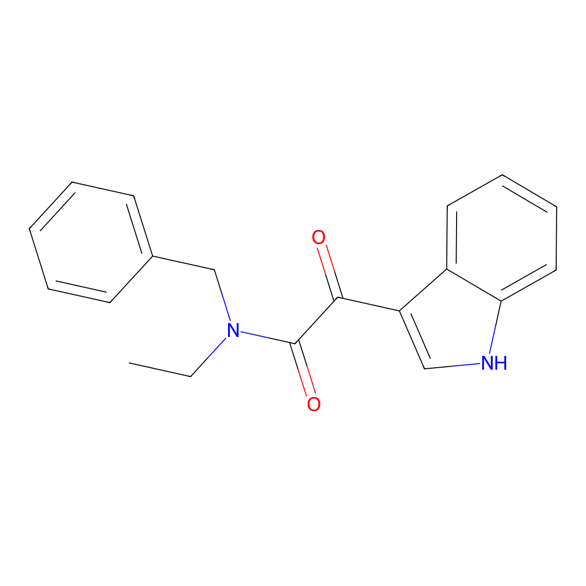 N-benzyl-N-ethyl-2-(1H-indol-3-yl)-2-oxoacetamide molecular structure, CAS 852367-08-9