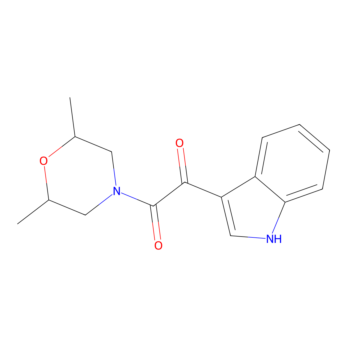 1-(2,6-dimethylmorpholin-4-yl)-2-(1H-indol-3-yl)ethane-1,2-dione molecular structure, CAS 852367-17-0